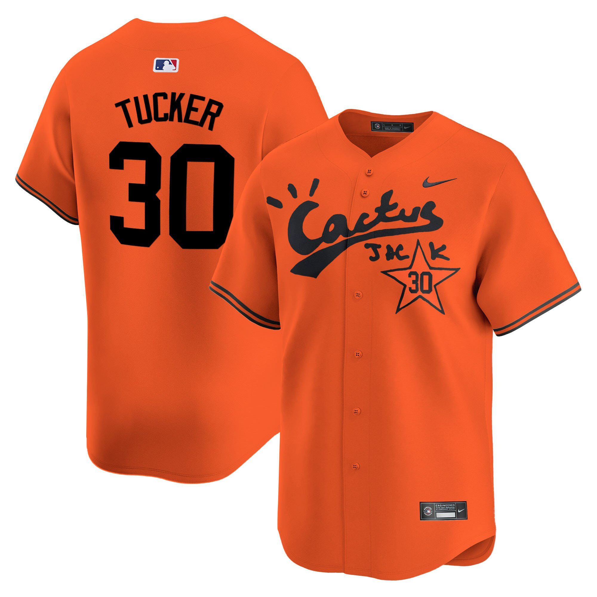Kyle Tucker 30 Houston Astros Cactus Jack Men Baseball Jersey - Orange