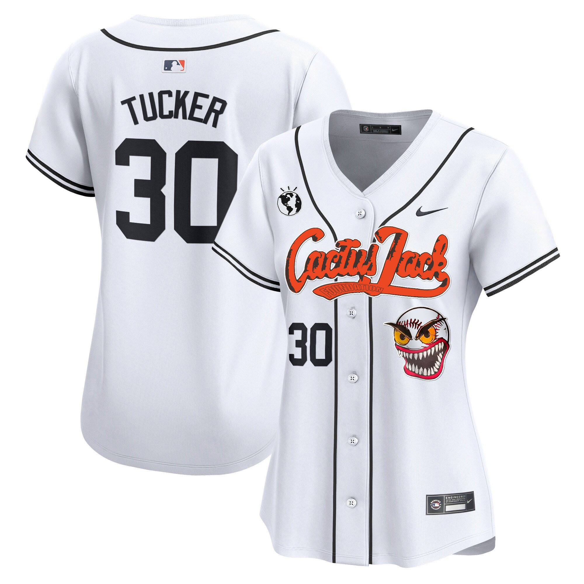 Kyle Tucker 30 Houston Astros Cactus Jack Patch Women Baseball Jersey - White