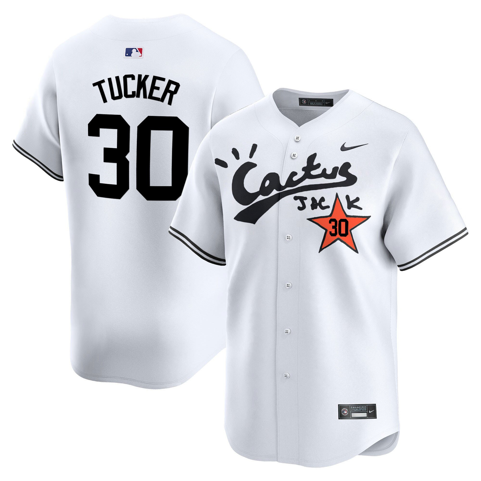 Kyle Tucker 30 Houston Astros Cactus Jack White Baseball Jersey V2 - Men