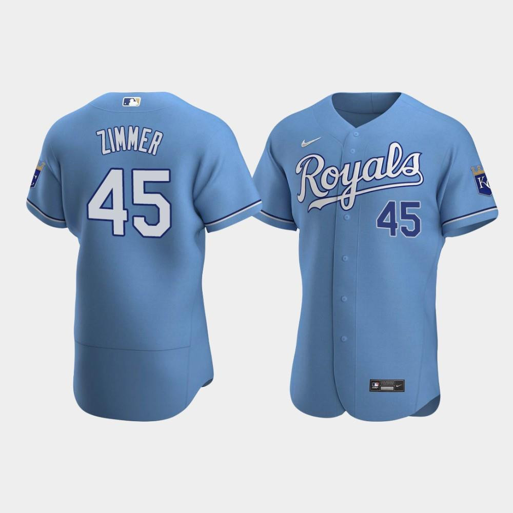 Kyle Zimmer 45 Kansas City Royals Light Blue Alternate Baseball Jersey Baseball Jersey 