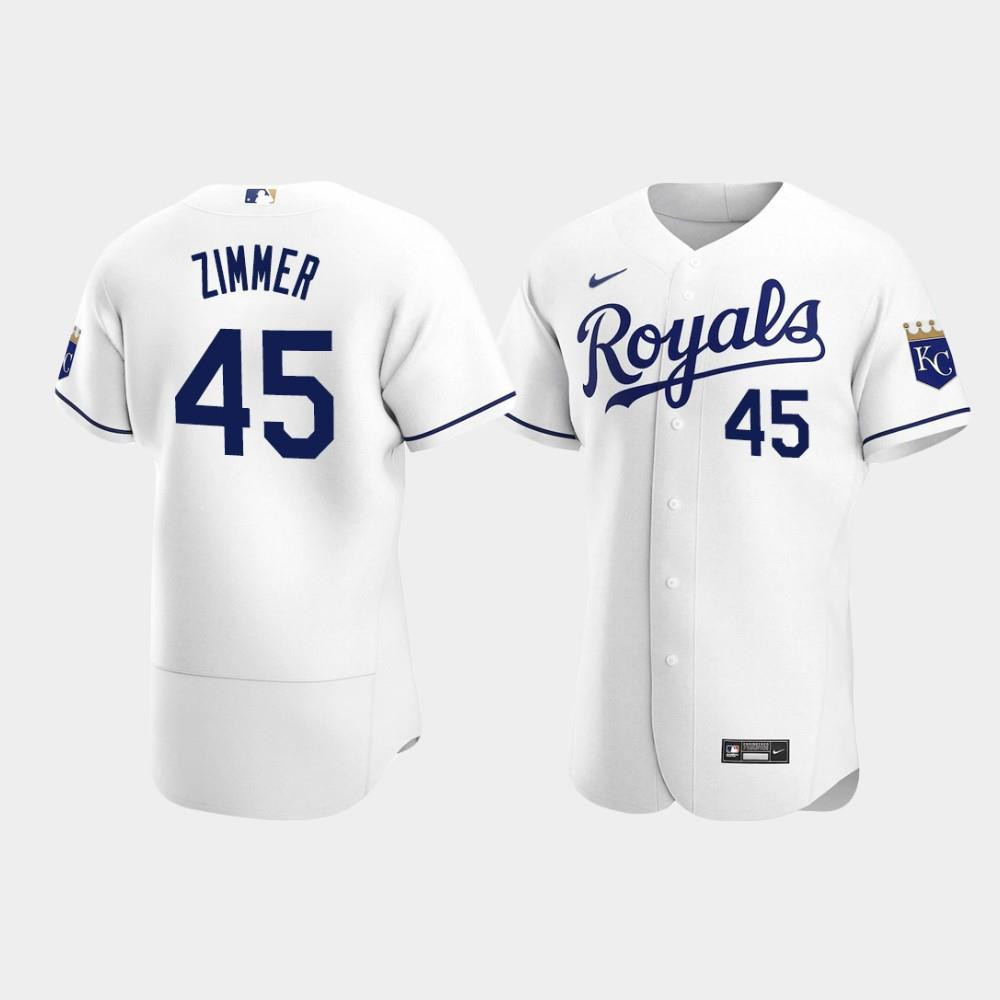 Kyle Zimmer 45 Kansas City Royals White Home Baseball Jersey Baseball Jersey 
