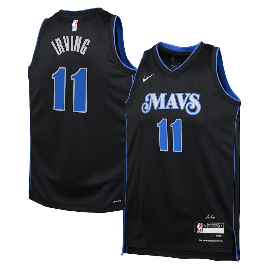 Kyrie Irving 11 Dallas Mavericks 2023/24 City Edition Swingman YOUTH Basketball Jersey - Black - JS544 