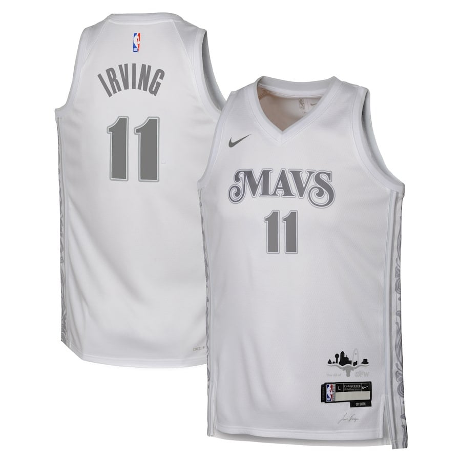 Kyrie Irving 11 Dallas Mavericks 2024/25 Swingman Player YOUTH Basketball Jersey - City Edition - White - JS558 