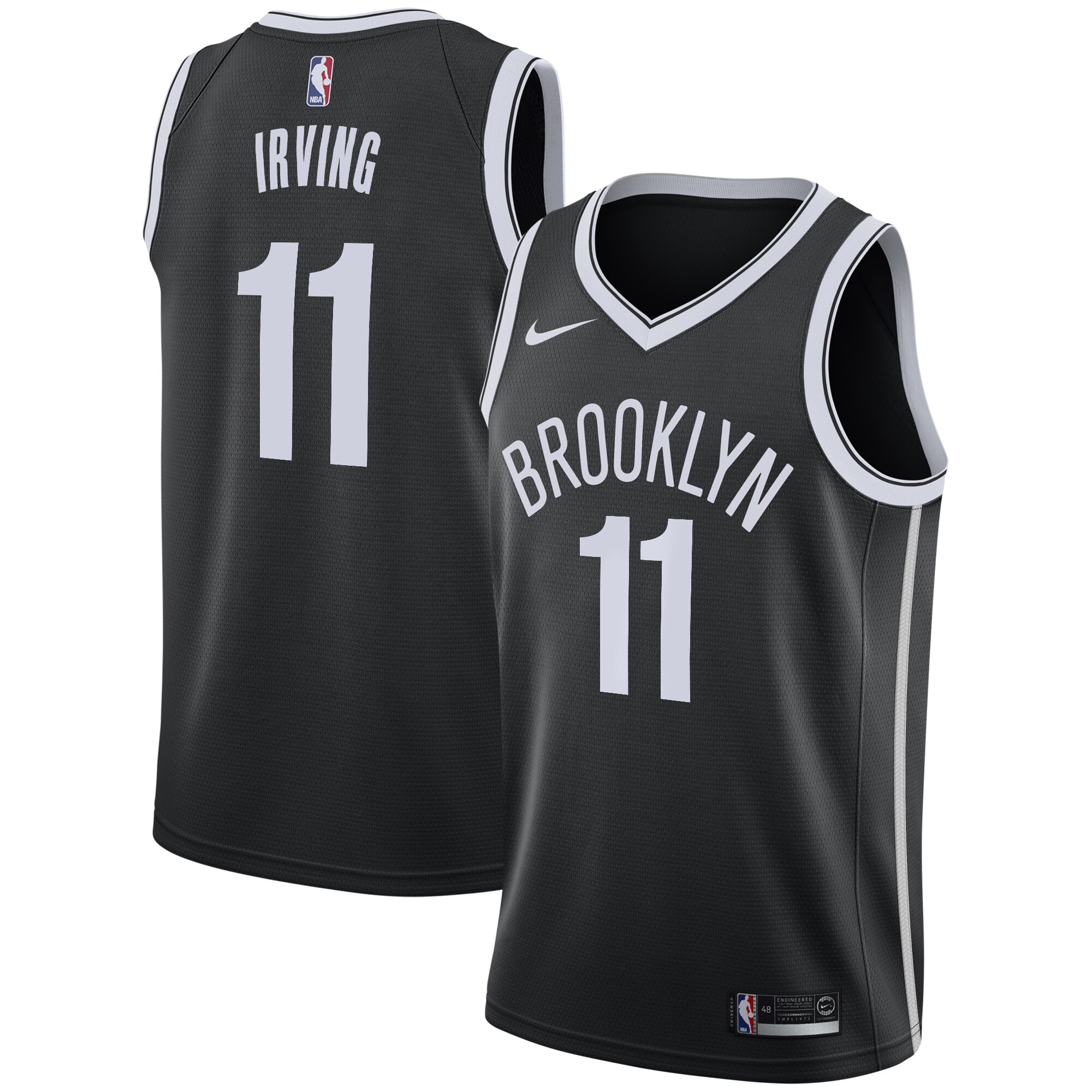 Alternative view of Kyrie Irving Brooklyn Nets 2019/20 Swingman Basketball Jersey Black - Icon Edition