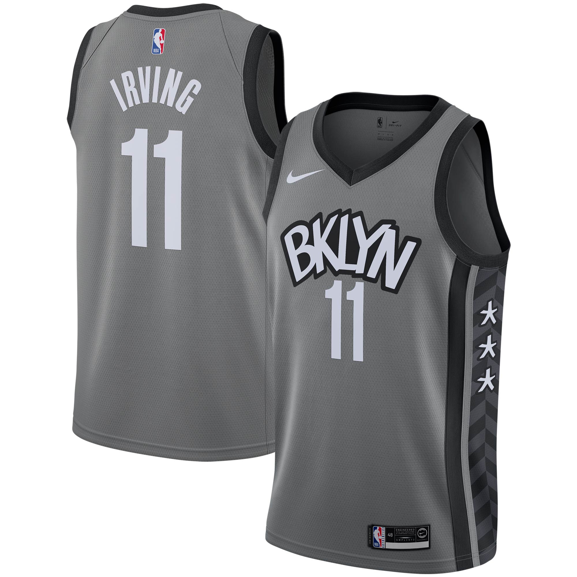 Alternative view of Kyrie Irving Brooklyn Nets 2019/2020 Swingman Basketball Jersey – Statement Edition – Gray