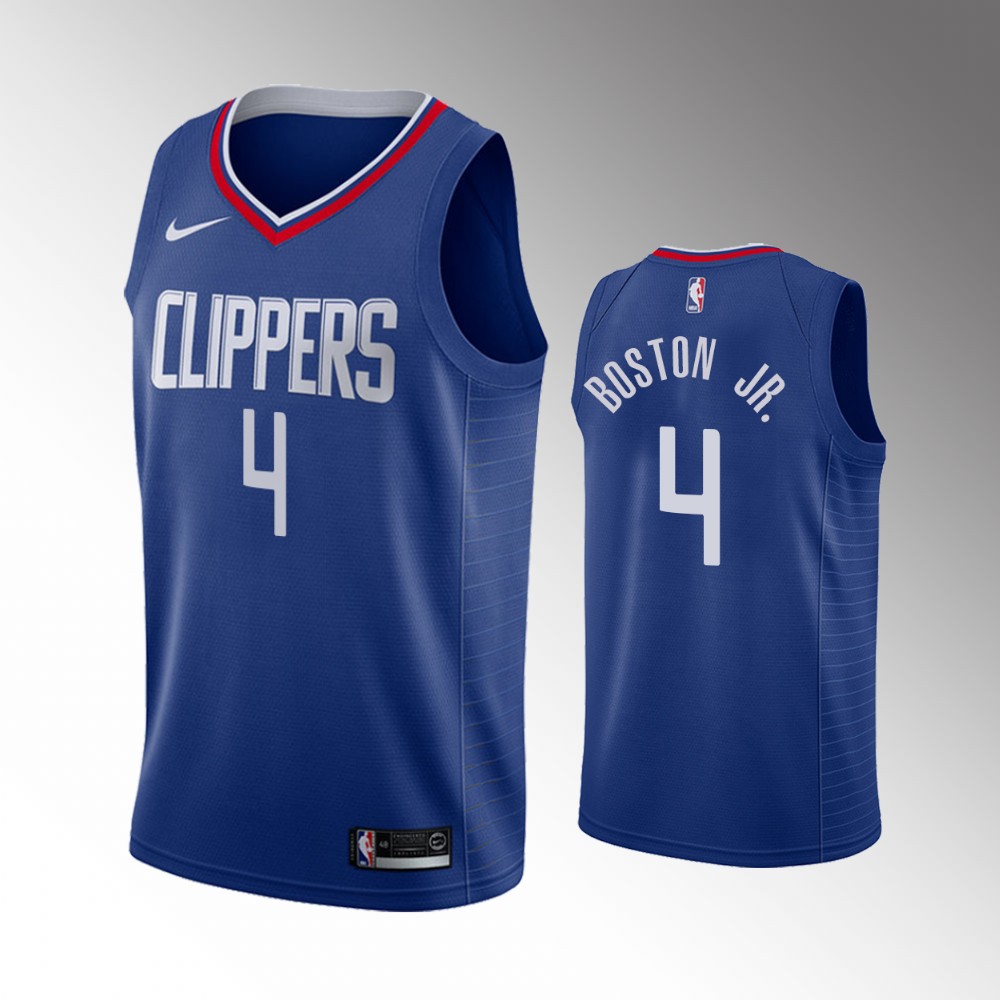 La Clippers #4 Brandon Boston Jr. Icon Edition Blue Basketball Jersey