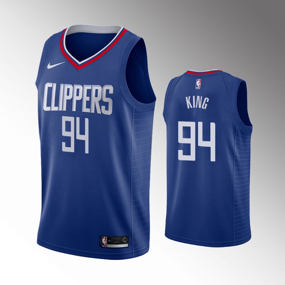 La Clippers #94 George King Icon Edition Blue Basketball Jersey