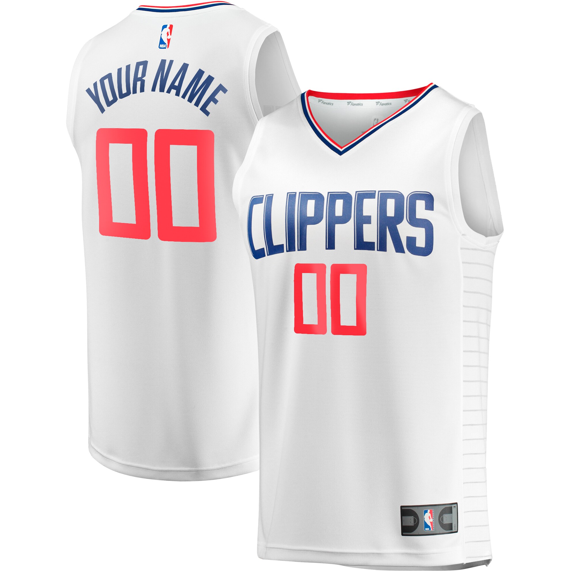 La Clippers Fanatics Fast Break Custom Replica Basketball Jersey - Association Edition - White