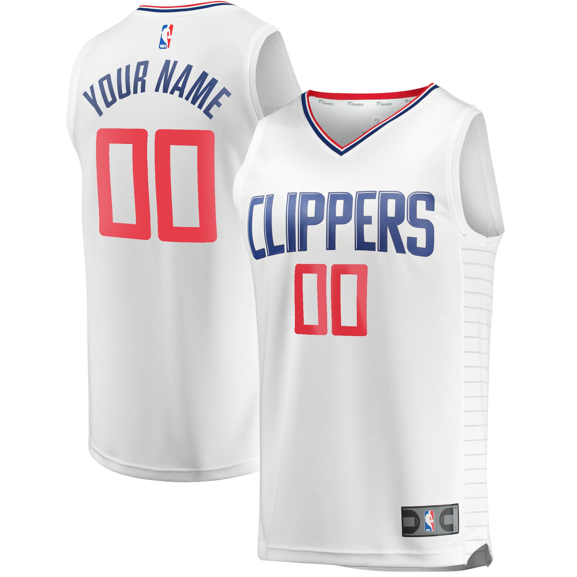 La Clippers Fanatics Youth Fast Break Custom Replica Basketball Jersey White - Association Edition