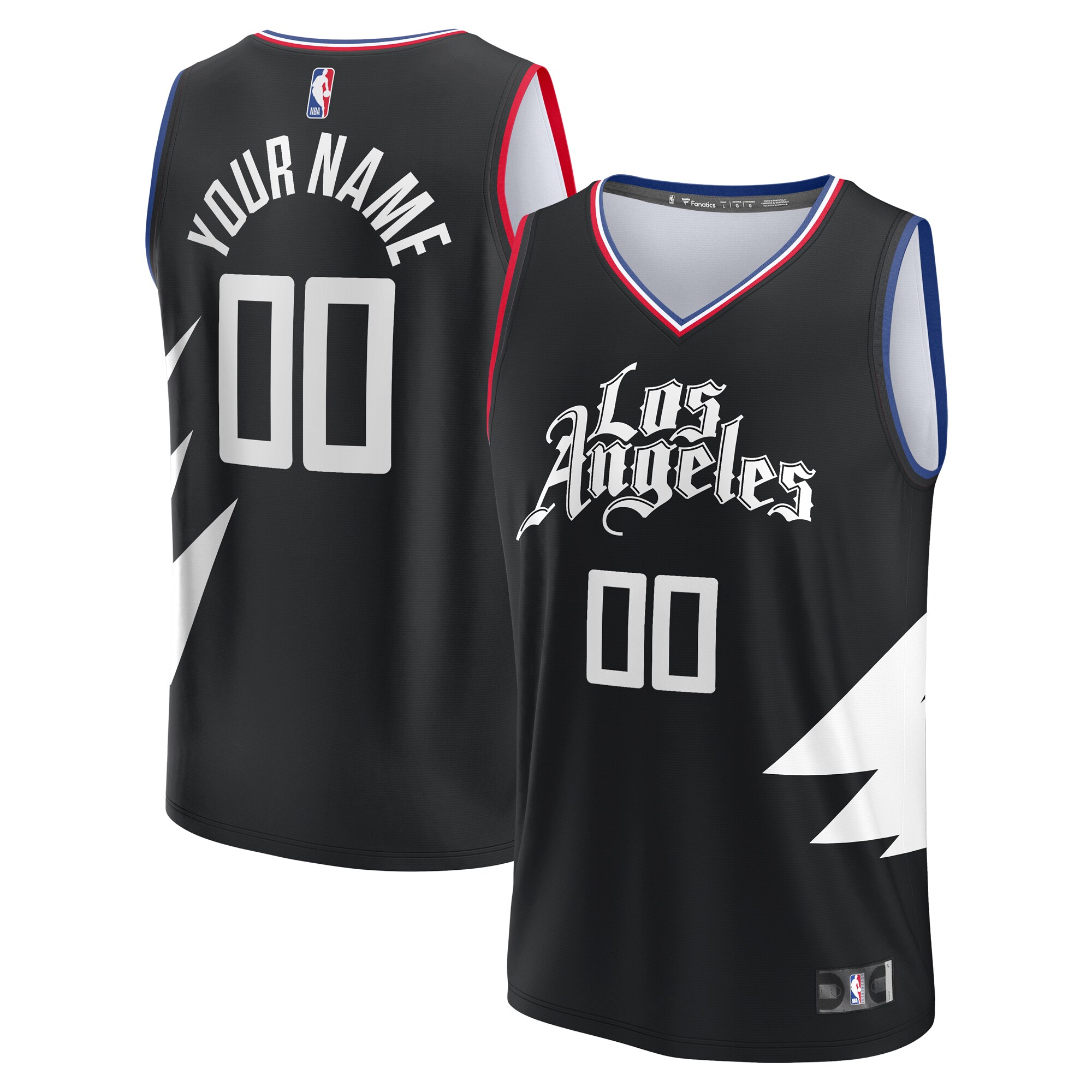 La Clippers Fanatics Youth Fast Break Replica Custom Basketball Jersey - Statement Edition - Black