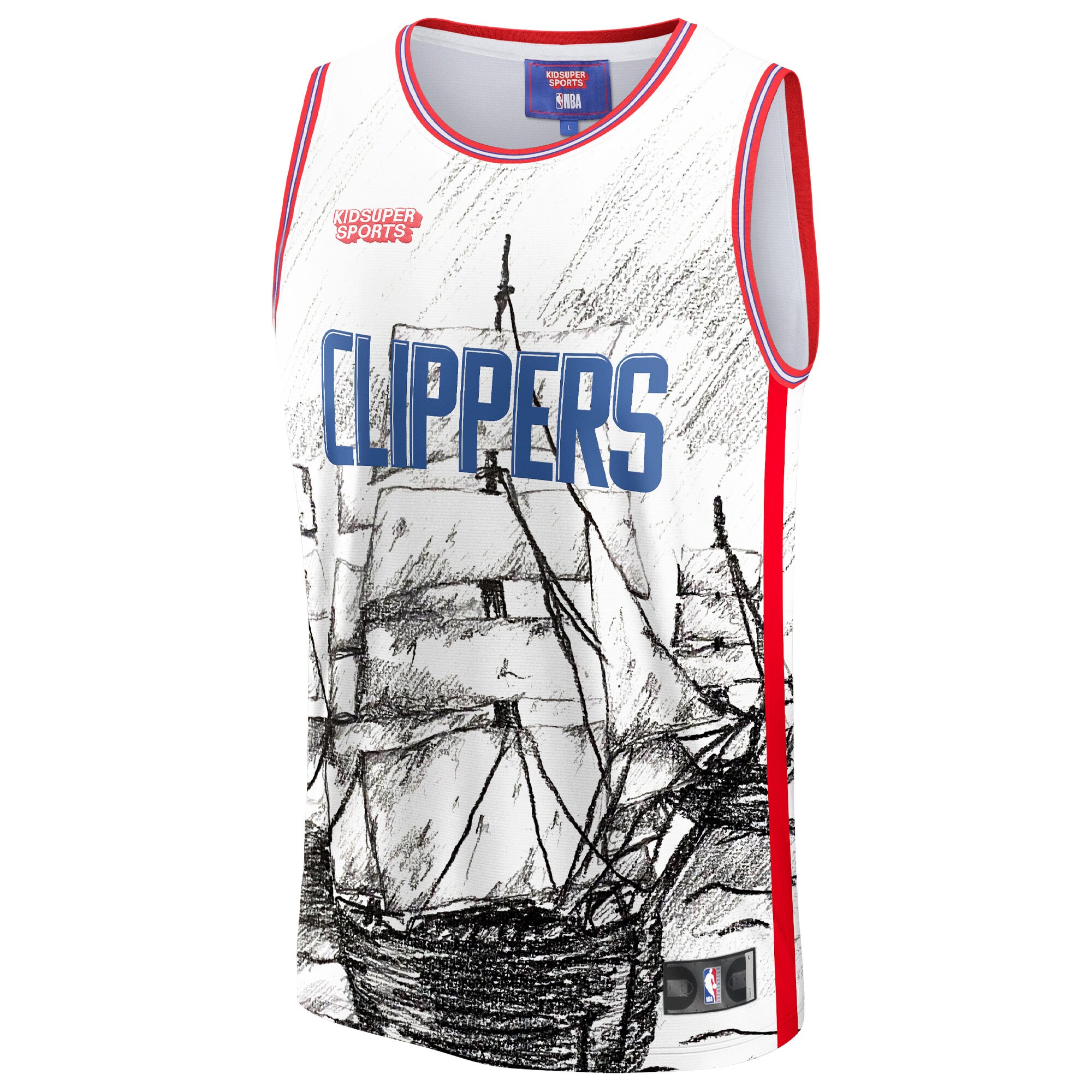Alternative view of La Clippers Nba & Kidsuper Studios By Fanatics Unisex Hometown Basketball Jersey - Gray