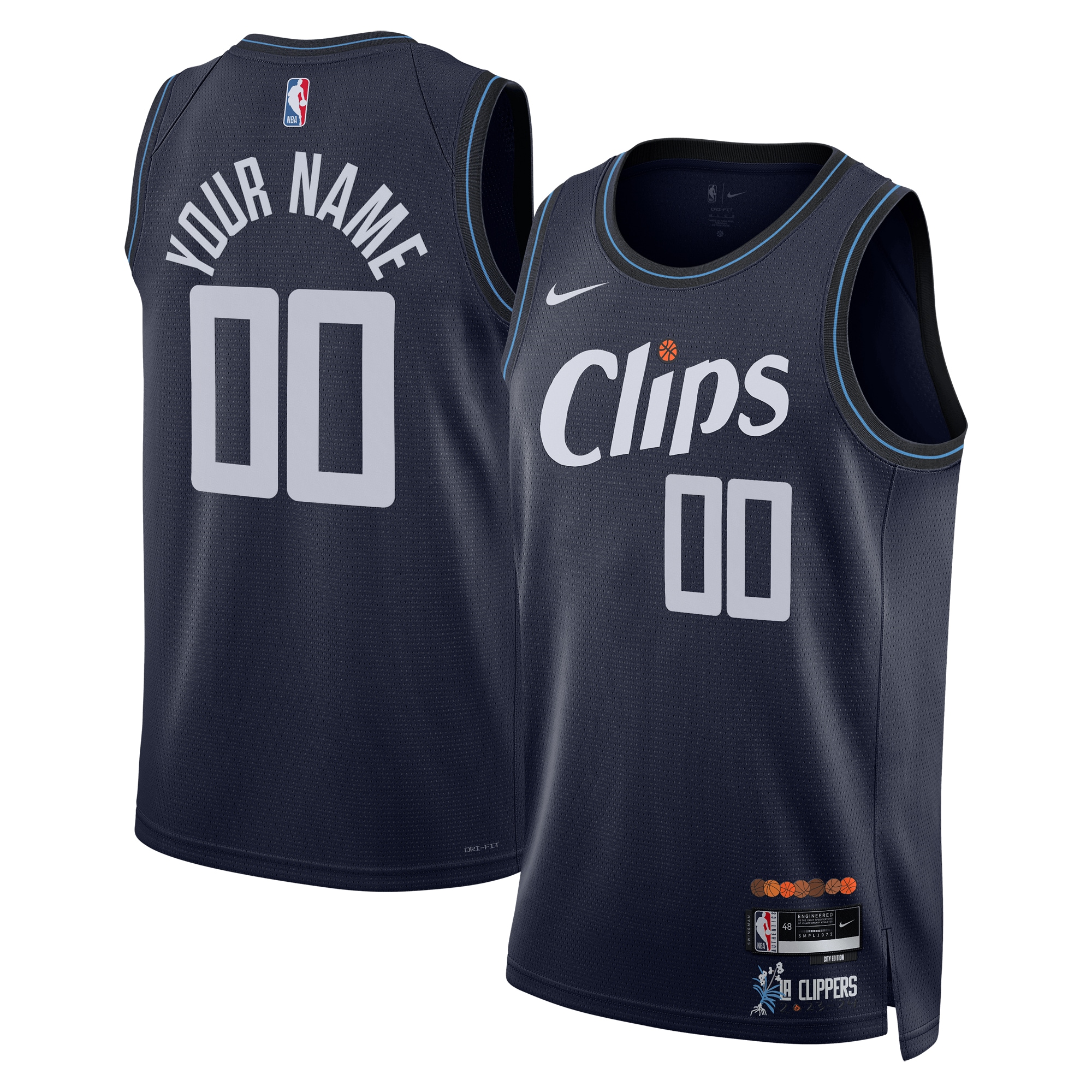La Clippers Unisex 2023/24 Custom Swingman Basketball Jersey - Navy - City Edition