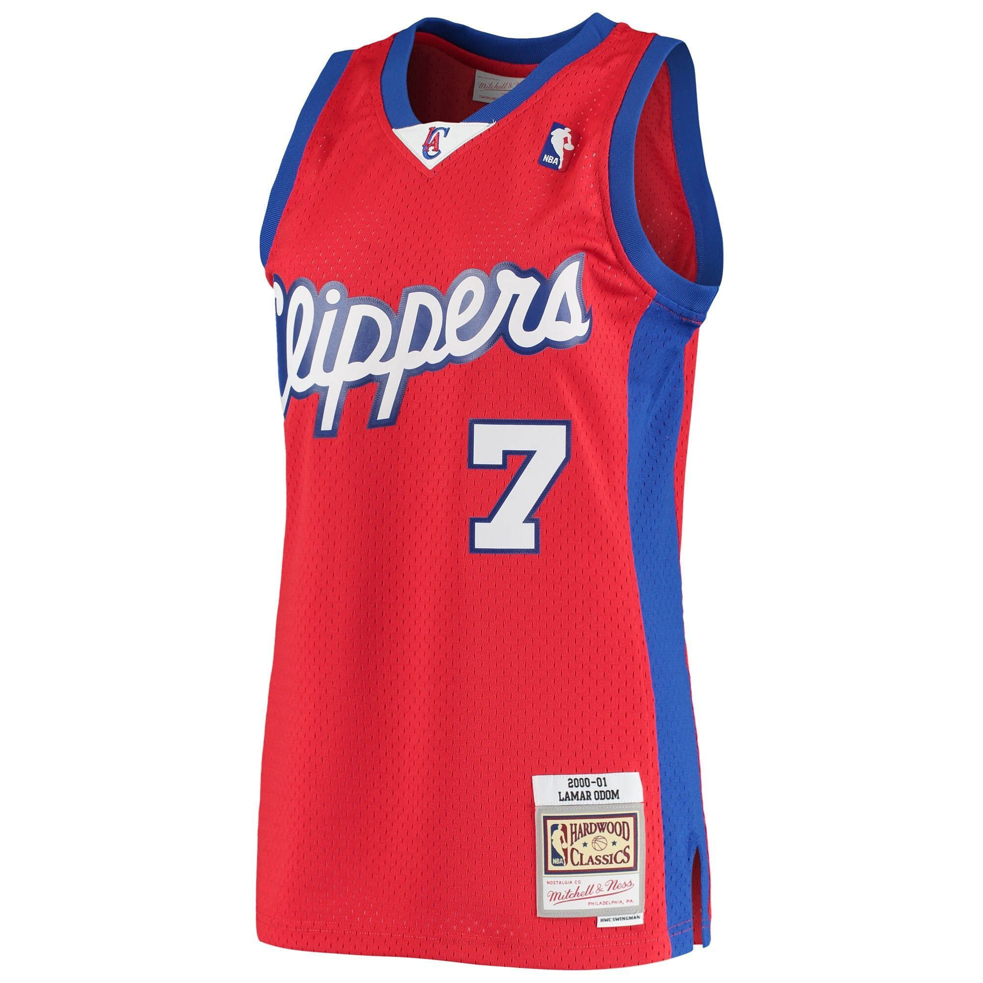 Alternative view of Lamar Odom La Clippers Mitchell & Ness 2000/01 Hardwood Classics Swingman Basketball Jersey - Statement Edition – Red - JS849 