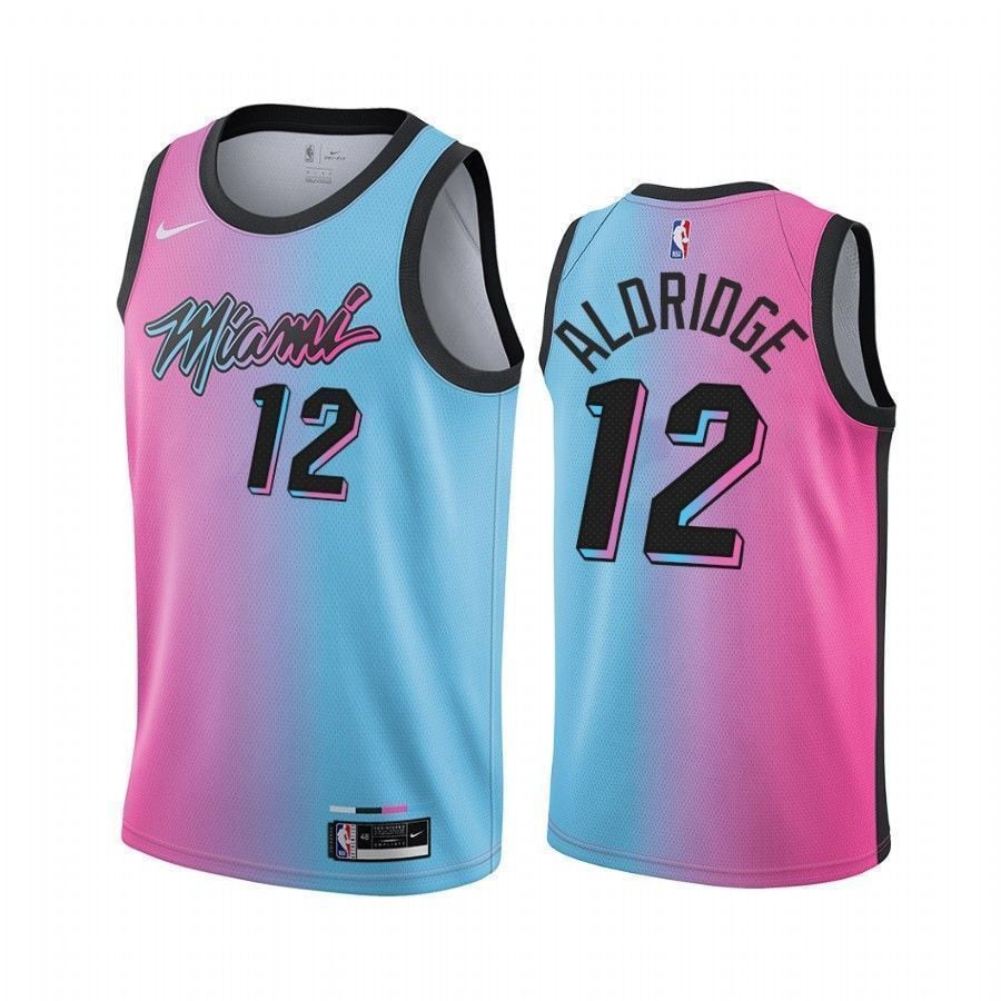 Lamarcus Aldridge Miami Heat Vicewave City Blue Pink 12 Basketball Jersey Trade - JS842 