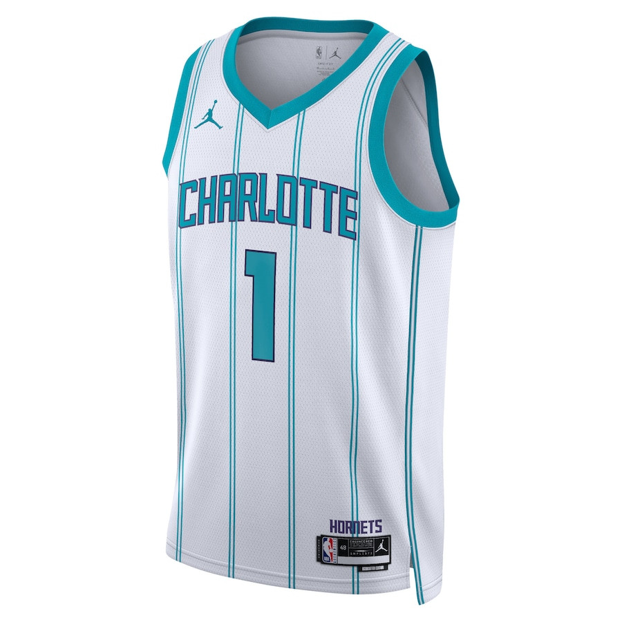 Alternative view of LaMelo Ball 1 Charlotte Hornets Unisex Swingman Basketball Jersey - Association Edition - White - JS628 