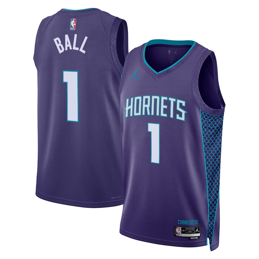 LaMelo Ball 1 Charlotte Hornets Unisex Swingman Basketball Jersey - Statement Edition - Purple - JS193 