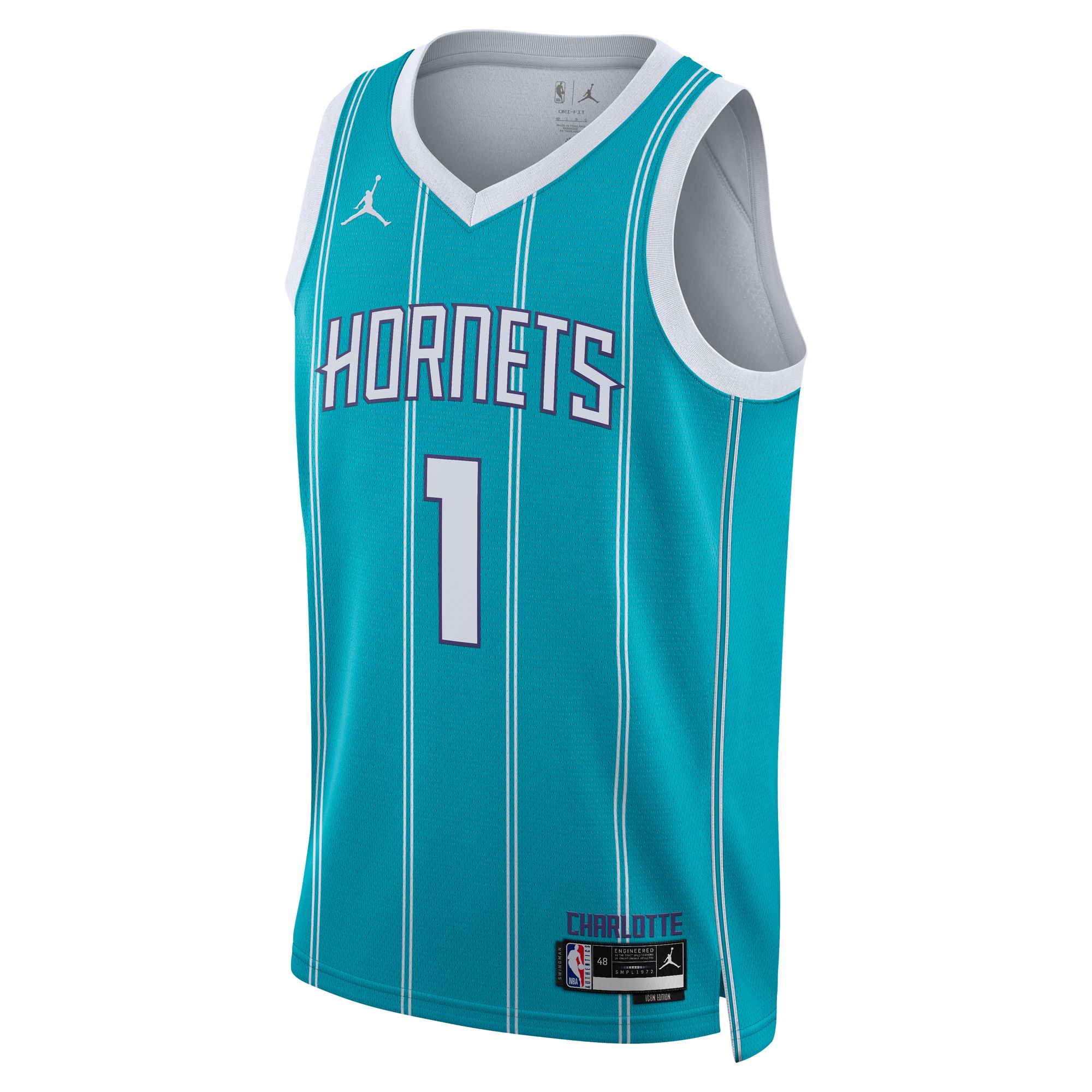 Alternative view of Lamelo Ball Charlotte Hornets Jordan Brand Unisex Swingman Basketball Jersey - Icon Edition - Teal