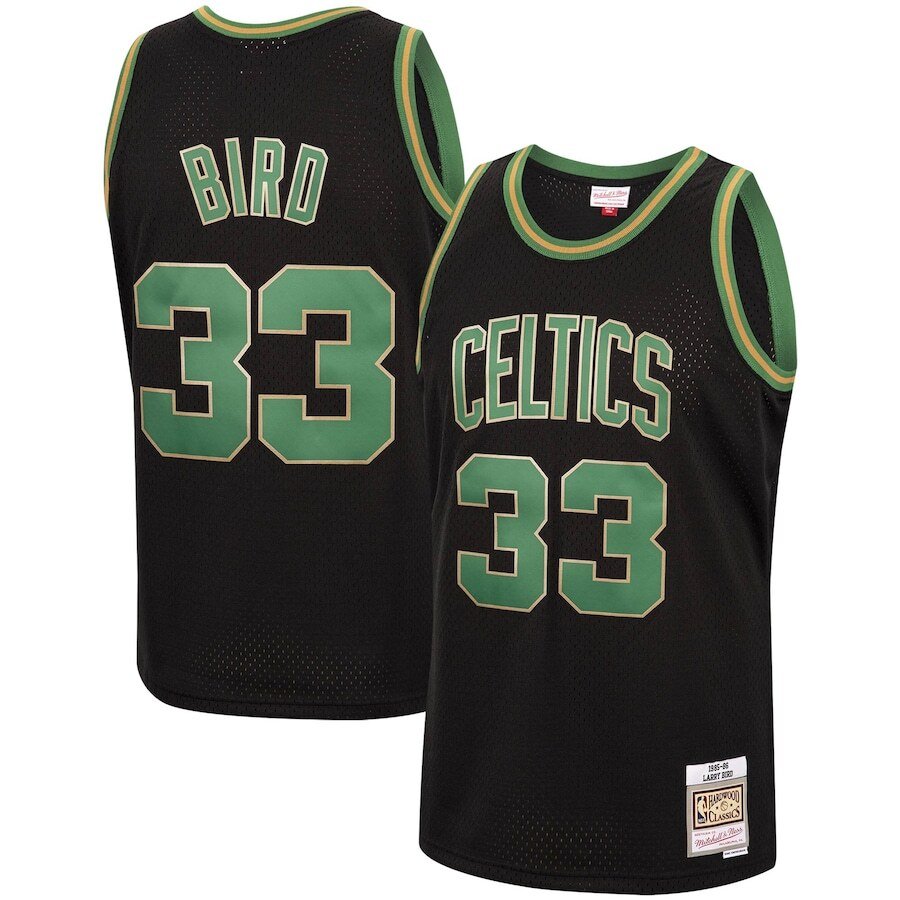 Larry Bird Boston Celtics Mitchell & Ness 1985-86 Hardwood Classics Reload Swingman Basketball Jersey - Black