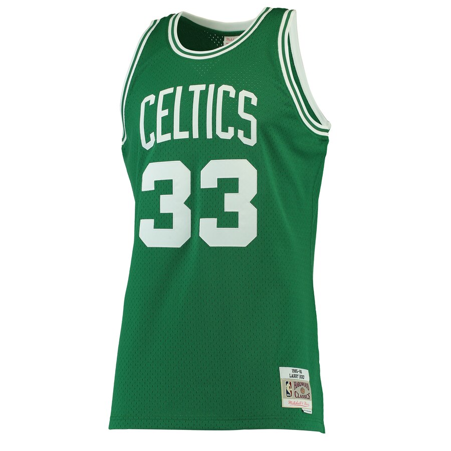Alternative view of Larry Bird Boston Celtics Mitchell & Ness 1985-86 Hardwood Classics Swingman Basketball Jersey - Kelly Green