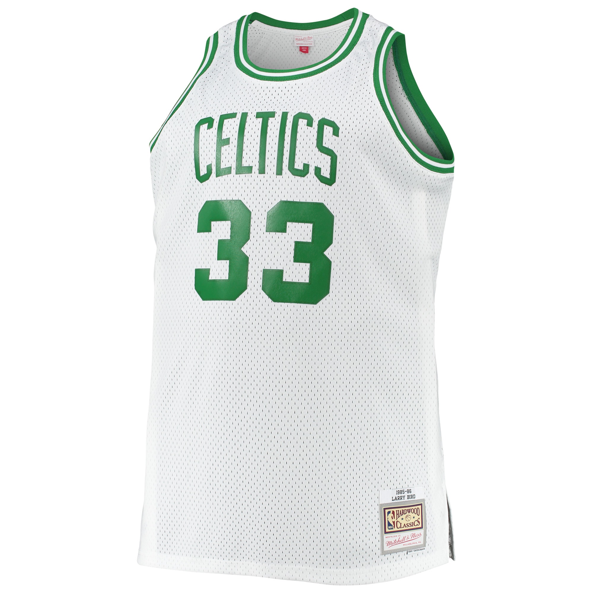 Alternative view of Larry Bird Boston Celtics Mitchell & Ness Big & Tall 1985/86 Hardwood Classics Swingman Basketball Jersey - White