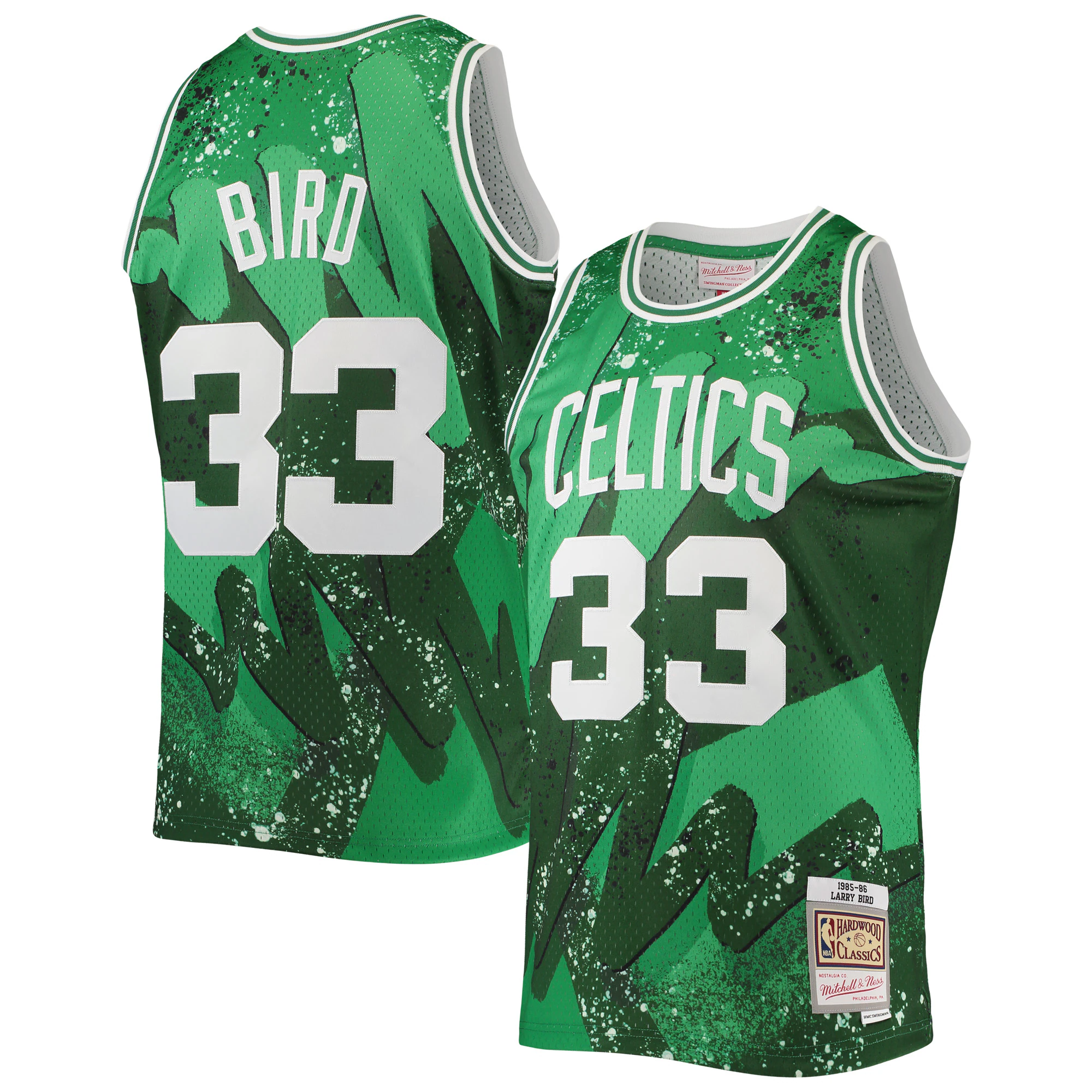 Alternative view of Larry Bird Boston Celtics Mitchell & Ness Hardwood Classics 1985/86 Hyper Hoops Swingman Basketball Jersey - Kelly Green