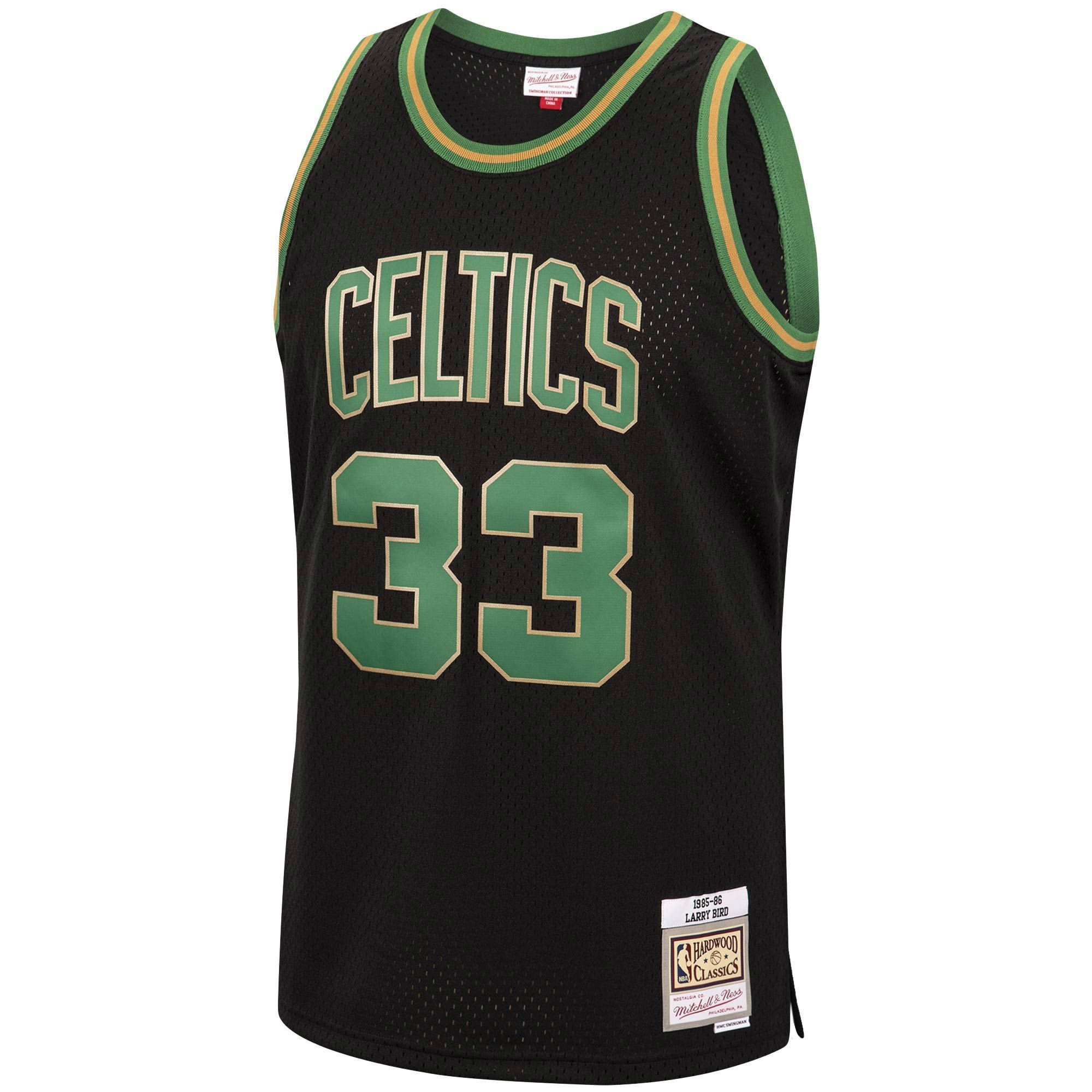 Alternative view of Larry Bird Boston Celtics Mitchell & Ness 1985-86 Hardwood Classics Reload Swingman Basketball Jersey - Black - JS745 