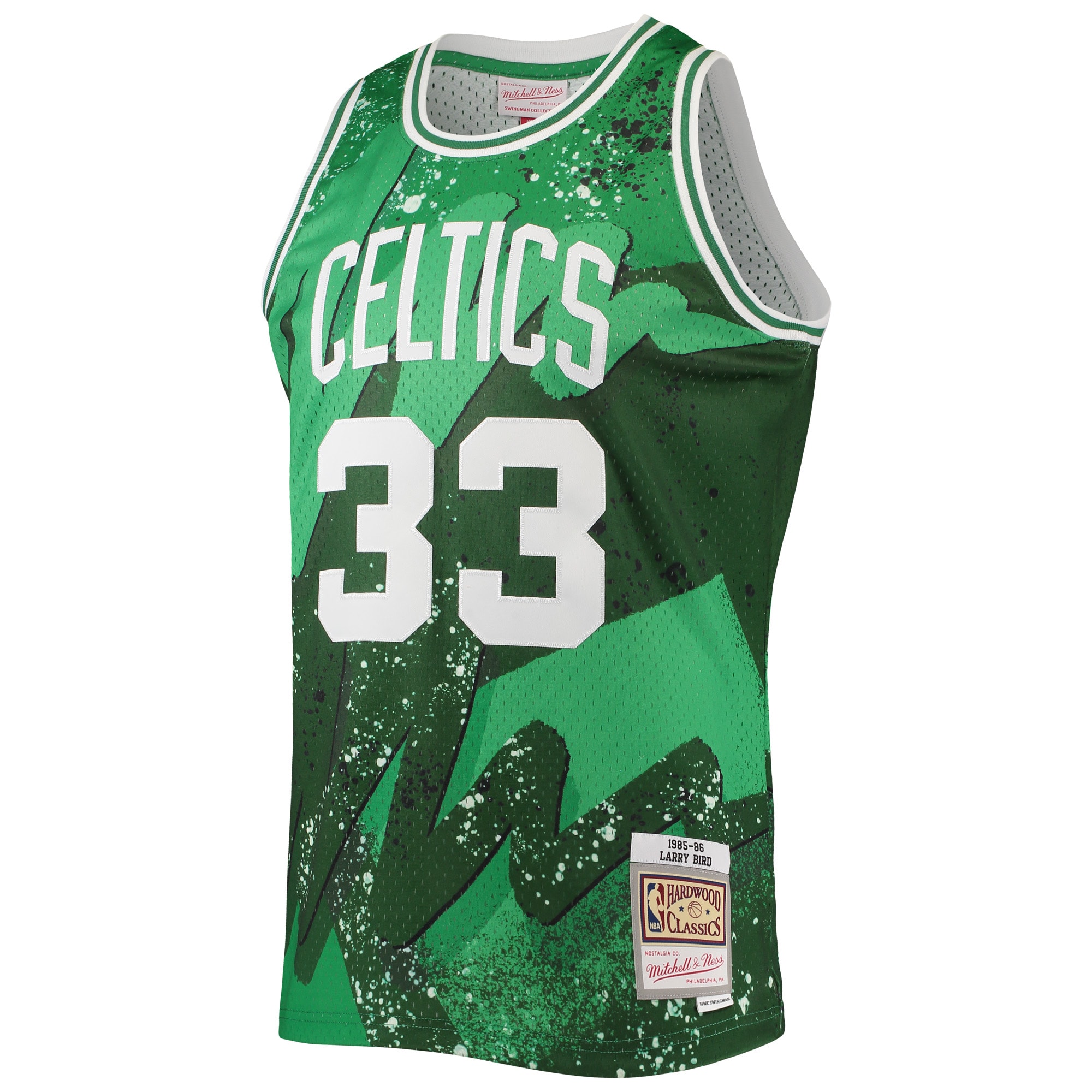 Alternative view of Larry Bird Boston Celtics Mitchell & Ness Hardwood Classics 1985/86 Hyper Hoops Swingman Basketball Jersey - Kelly Green