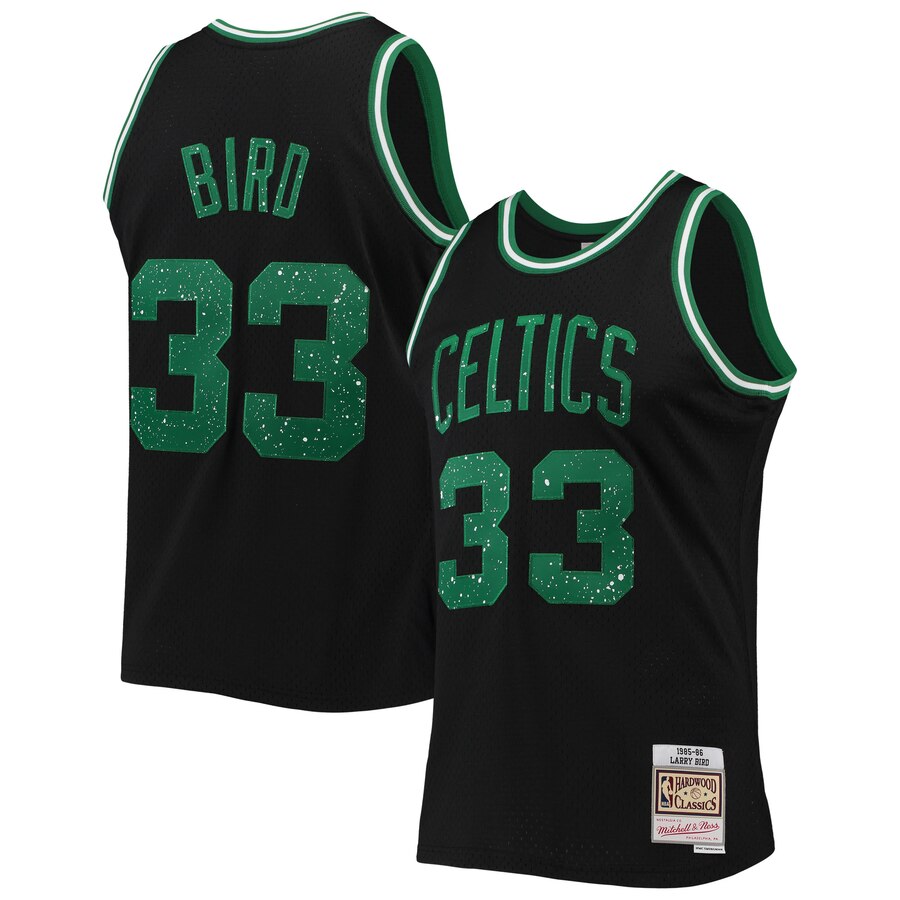 Larry Bird Boston Celtics Mitchell & Ness Rings Collection Swingman Basketball Jersey - Black