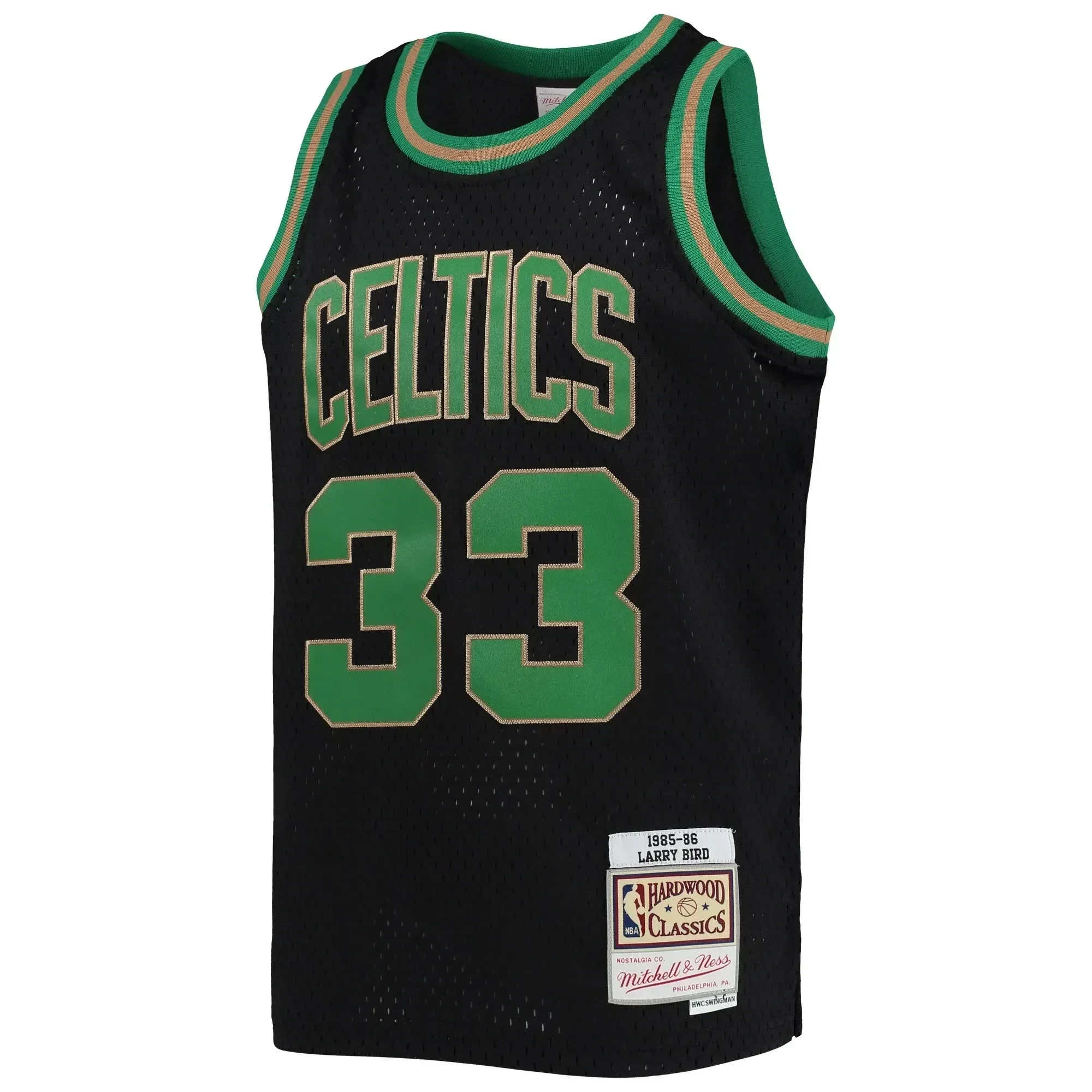 Alternative view of Larry Bird Boston Celtics Mitchell & Ness Youth 1985-86 Hardwood Classics Reload Basketball Jersey – Black - JS456