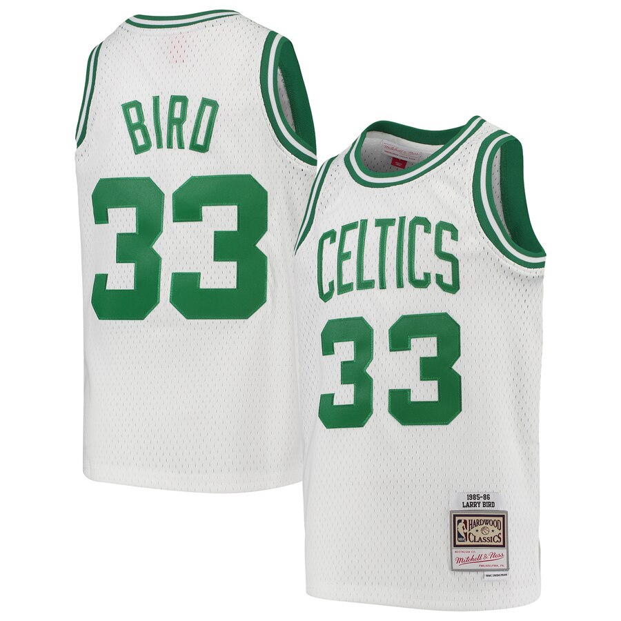 Larry Bird Boston Celtics Mitchell & Ness Youth 1985-86 Hardwood Classics Swingman Throwback Basketball Jersey – White