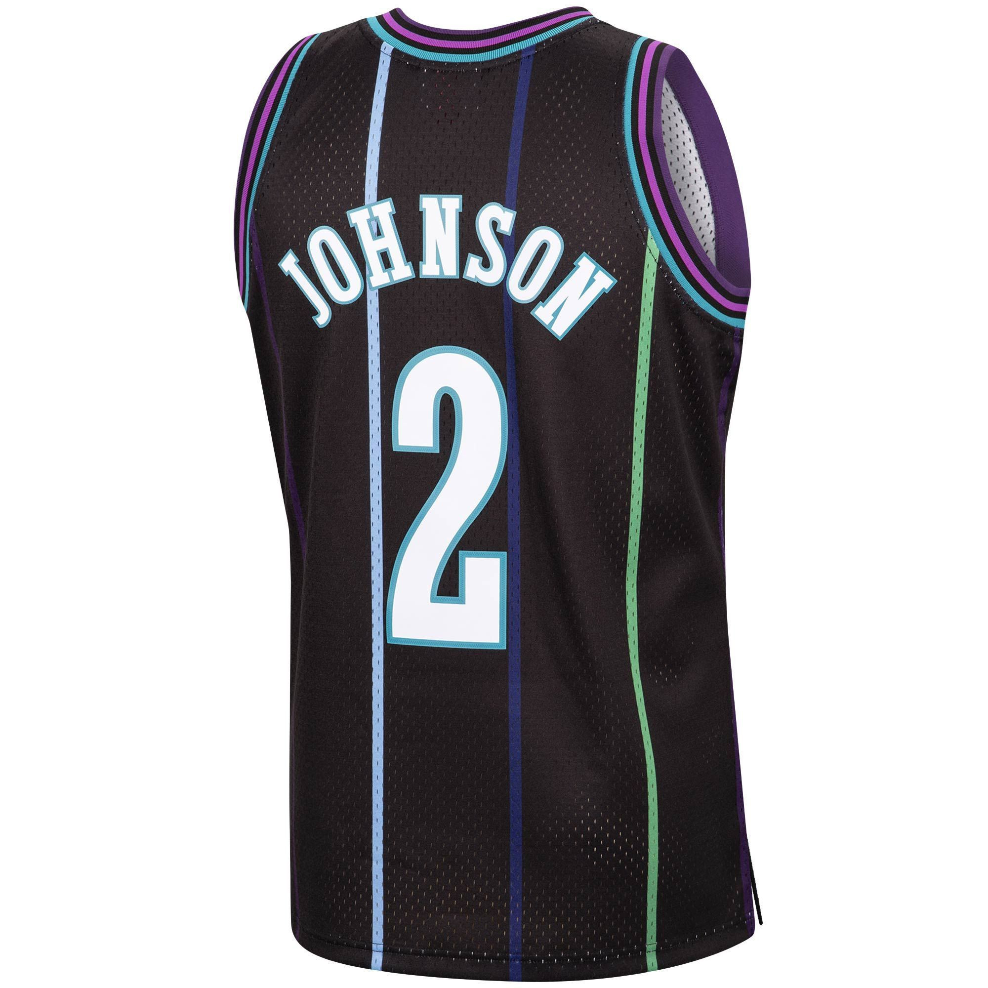 Alternative view of Larry Johnson Charlotte Hornets Mitchell & Ness 1992-93 Hardwood Classics Reload Swingman Basketball Jersey - Black - JS254 