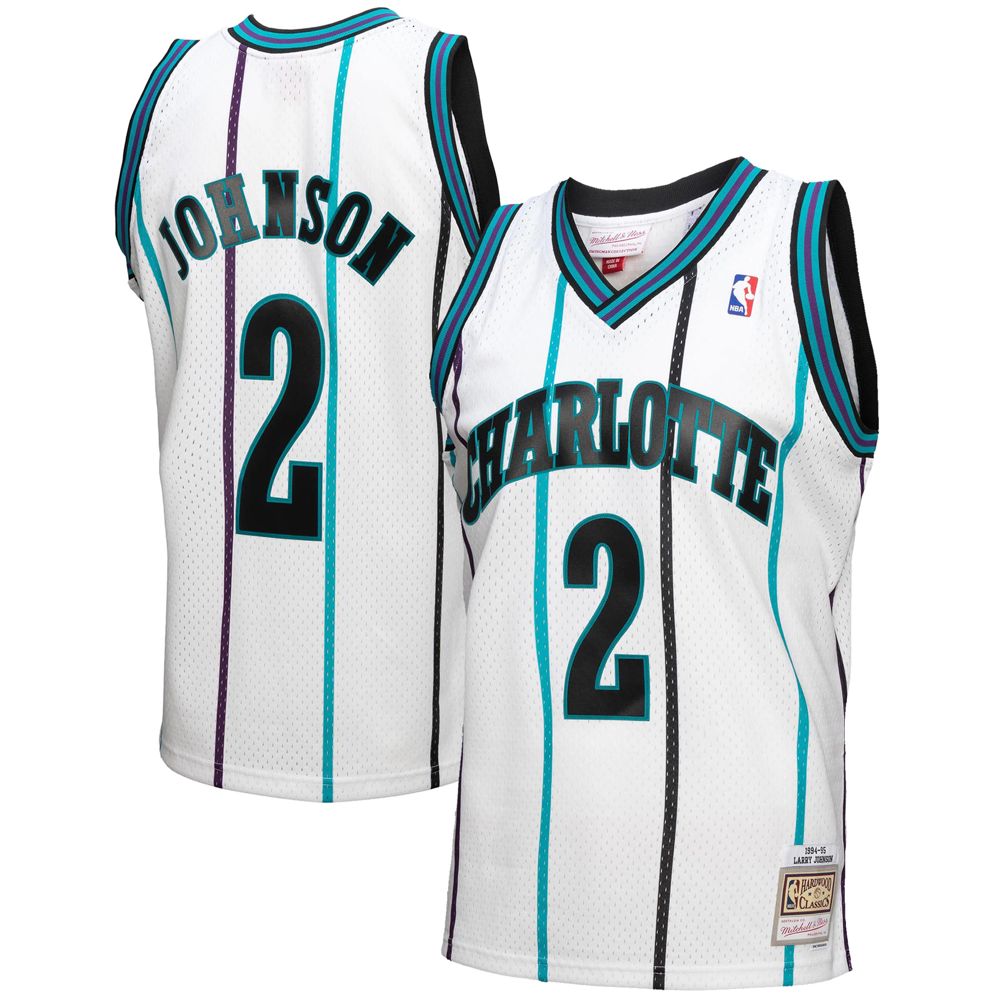 Alternative view of Larry Johnson Charlotte Hornets Mitchell & Ness 1994-95 Hardwood Classics Reload 3.0 Swingman Basketball Jersey – White – Jsfangear Basketball Jersey Store
