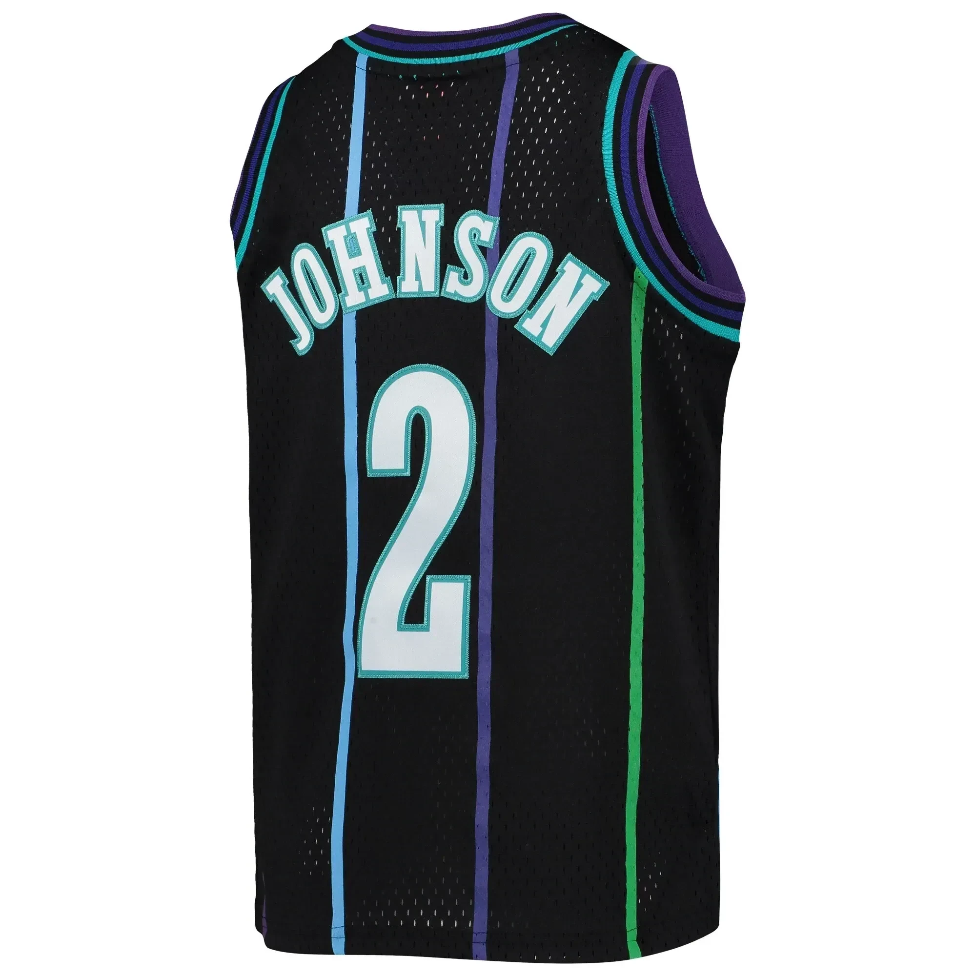 Alternative view of Larry Johnson Charlotte Hornets Mitchell & Ness Youth 1992-93 Hardwood Classics Reload Basketball Jersey – Black - JS535 