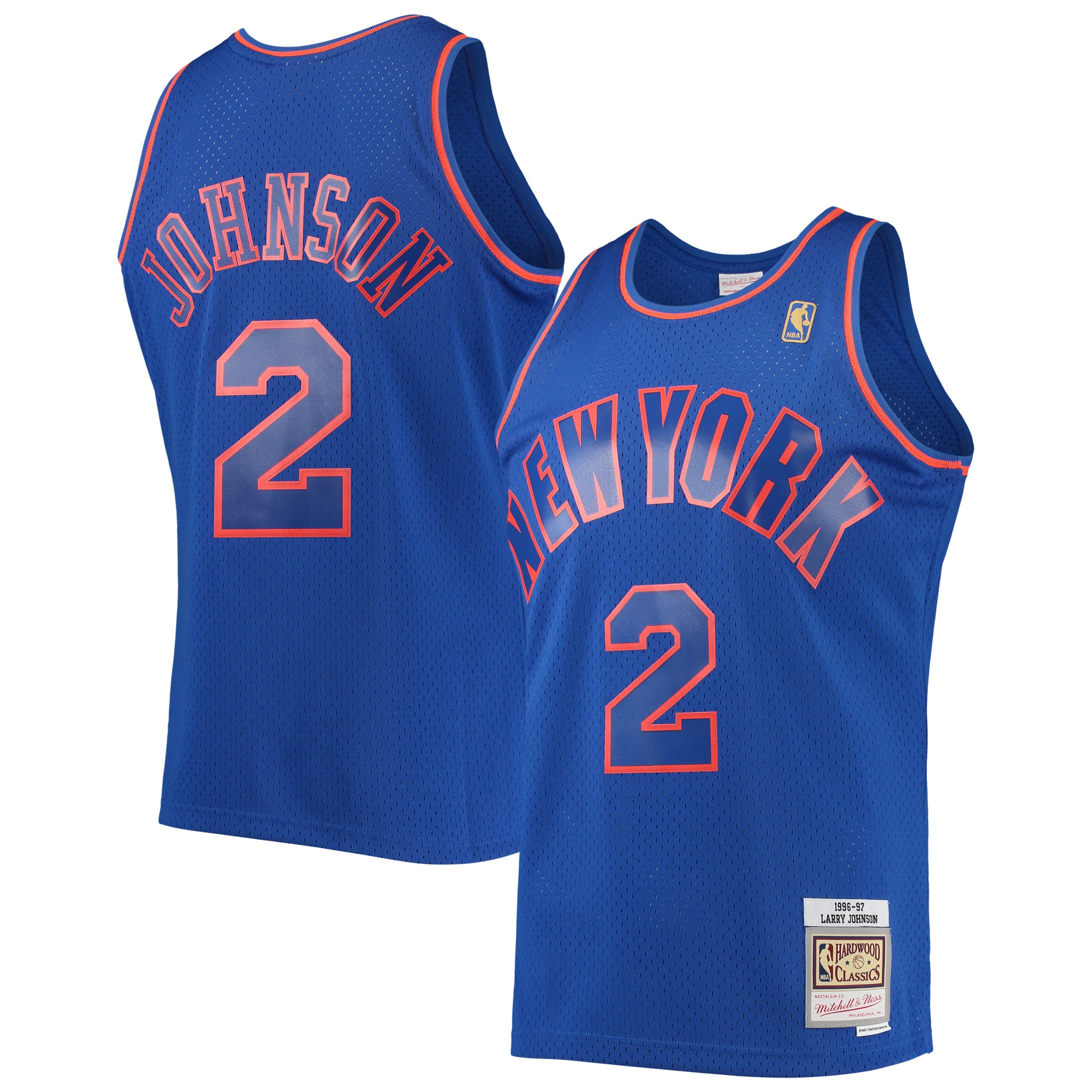 Larry Johnson New York Knicks Mitchell & Ness 1996/97 Hardwood Classics Swingman Basketball Jersey - Blue