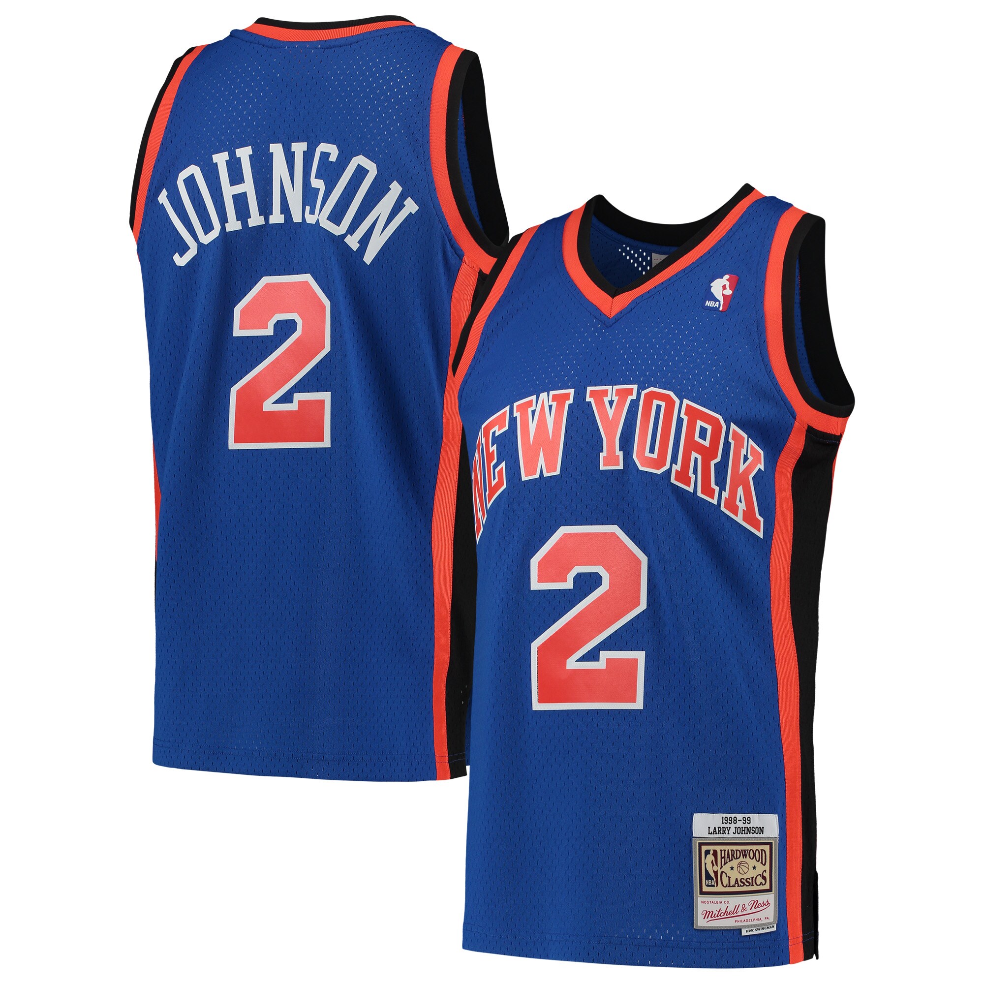 Larry Johnson New York Knicks Mitchell & Ness 1998/99 Hardwood Classics Swingman Basketball Jersey - Blue