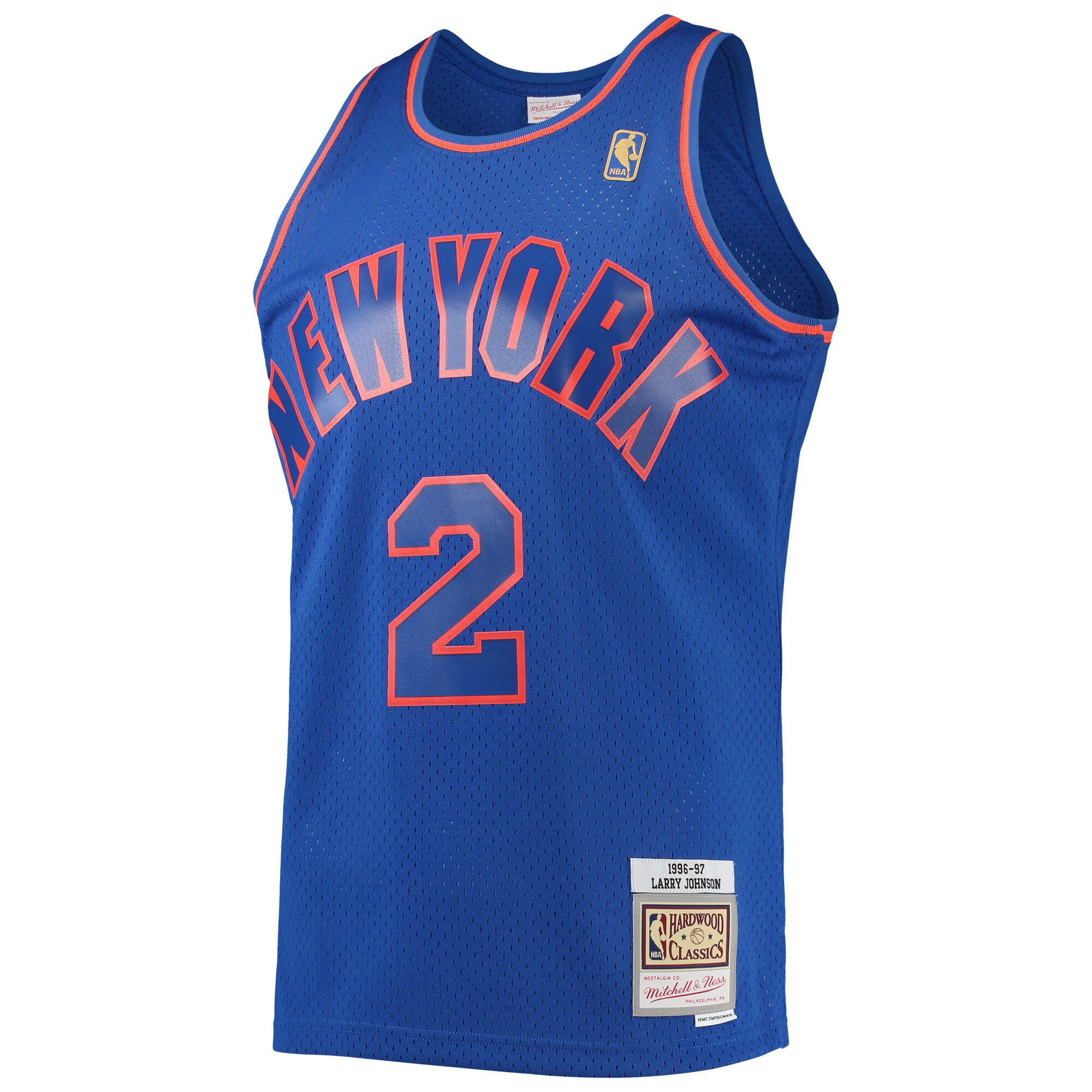 Alternative view of Larry Johnson New York Knicks Mitchell & Ness 1996/97 Hardwood Classics Swingman Basketball Jersey - Blue