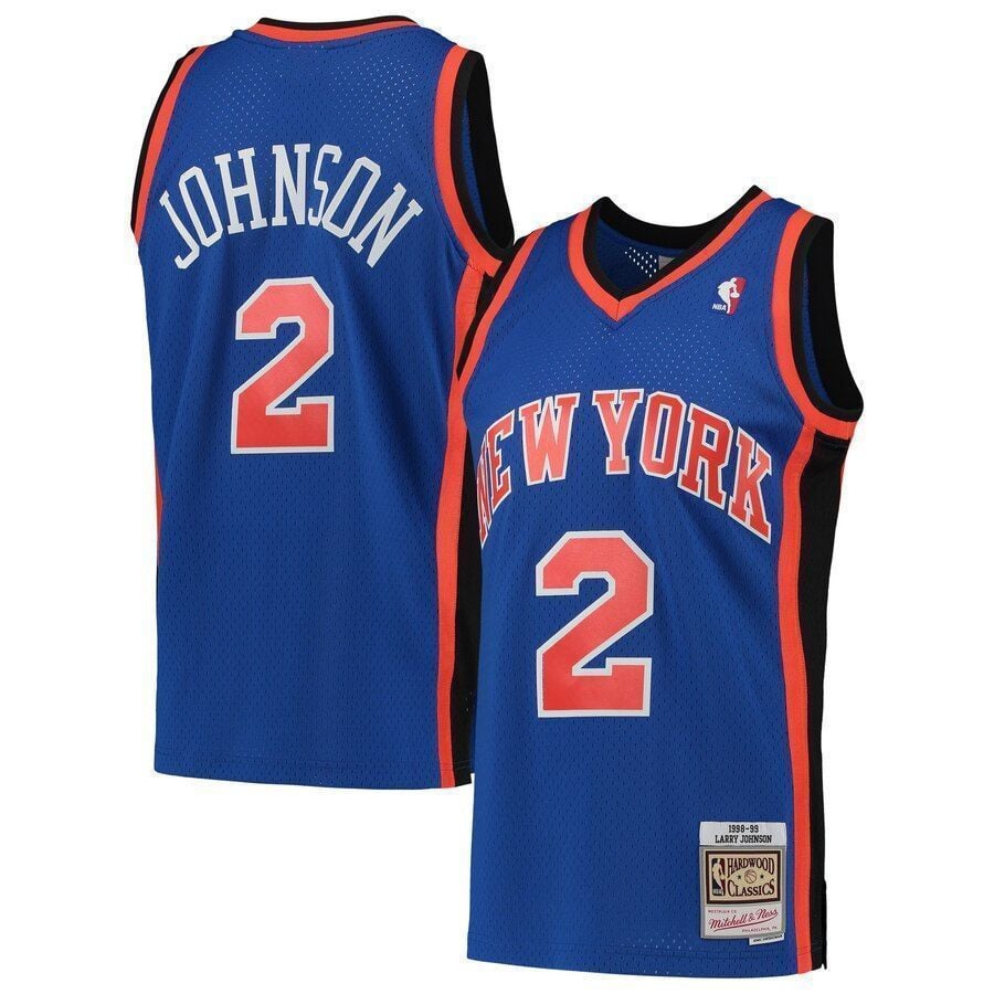 Larry Johnson New York Knicks Mitchell & Ness Hardwood Classics 1998-99 Swingman Basketball Jersey - Blue - JS239 