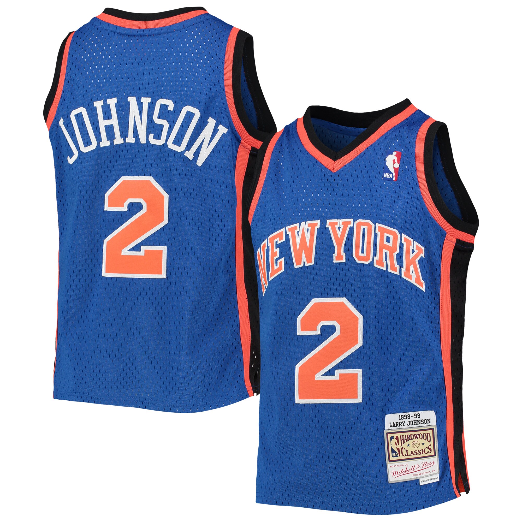 Alternative view of Larry Johnson New York Knicks Mitchell & Ness Youth 1998/99 Hardwood Classics Swingman Basketball Jersey - Blue