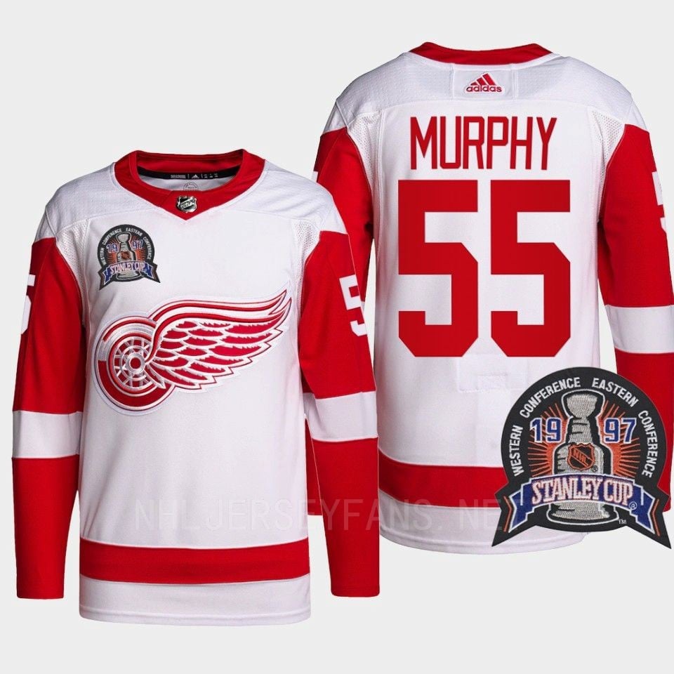 Larry Murphy 55 1997 Stanley Cup Detroit Red Wings Red Hockey Jersey 25th Anniversary - JS800 