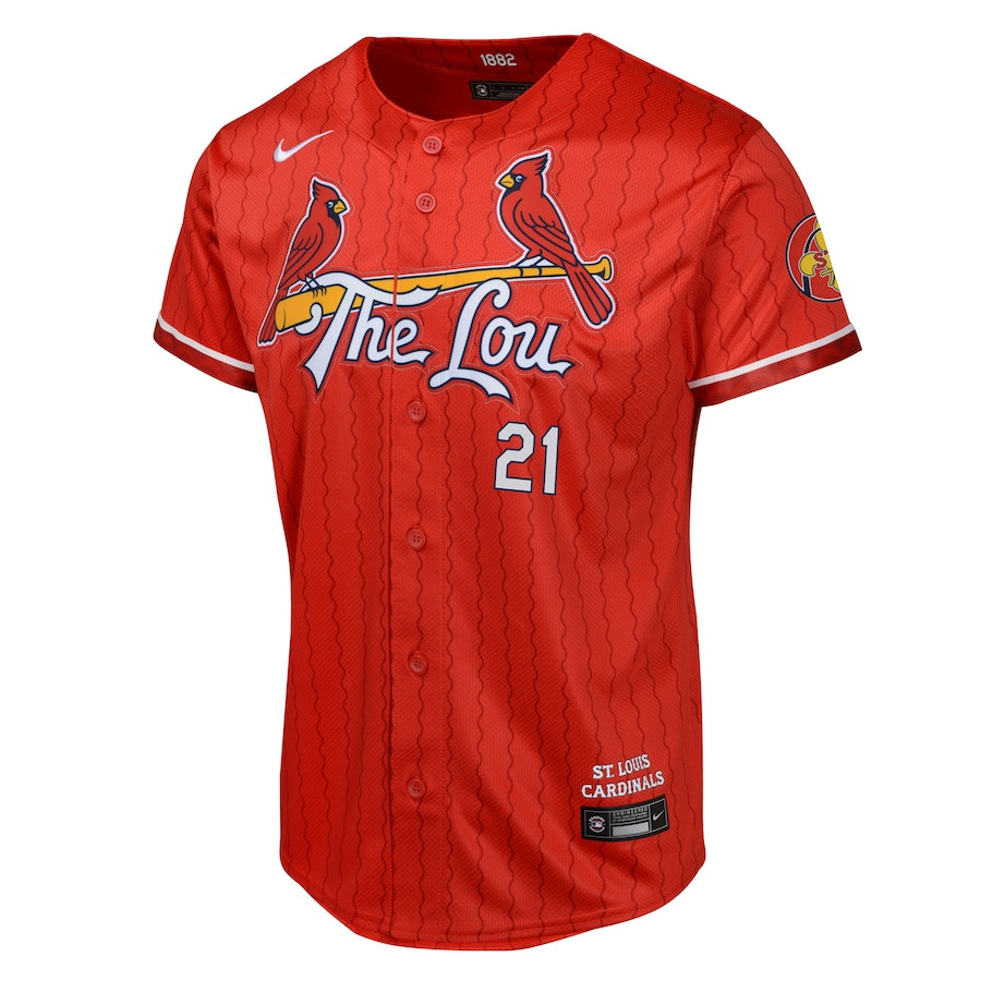 Alternative view of Lars Nootbaar 21 St. Louis Cardinals 2024 City Connect Limited YOUTH Baseball Jersey - Red 