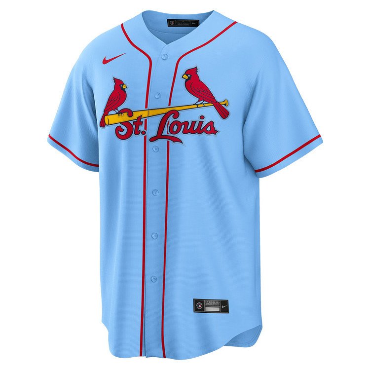 Alternative view of Lars Nootbaar 21 St. Louis Cardinals Alternate Men Baseball Jersey - Light Blue 