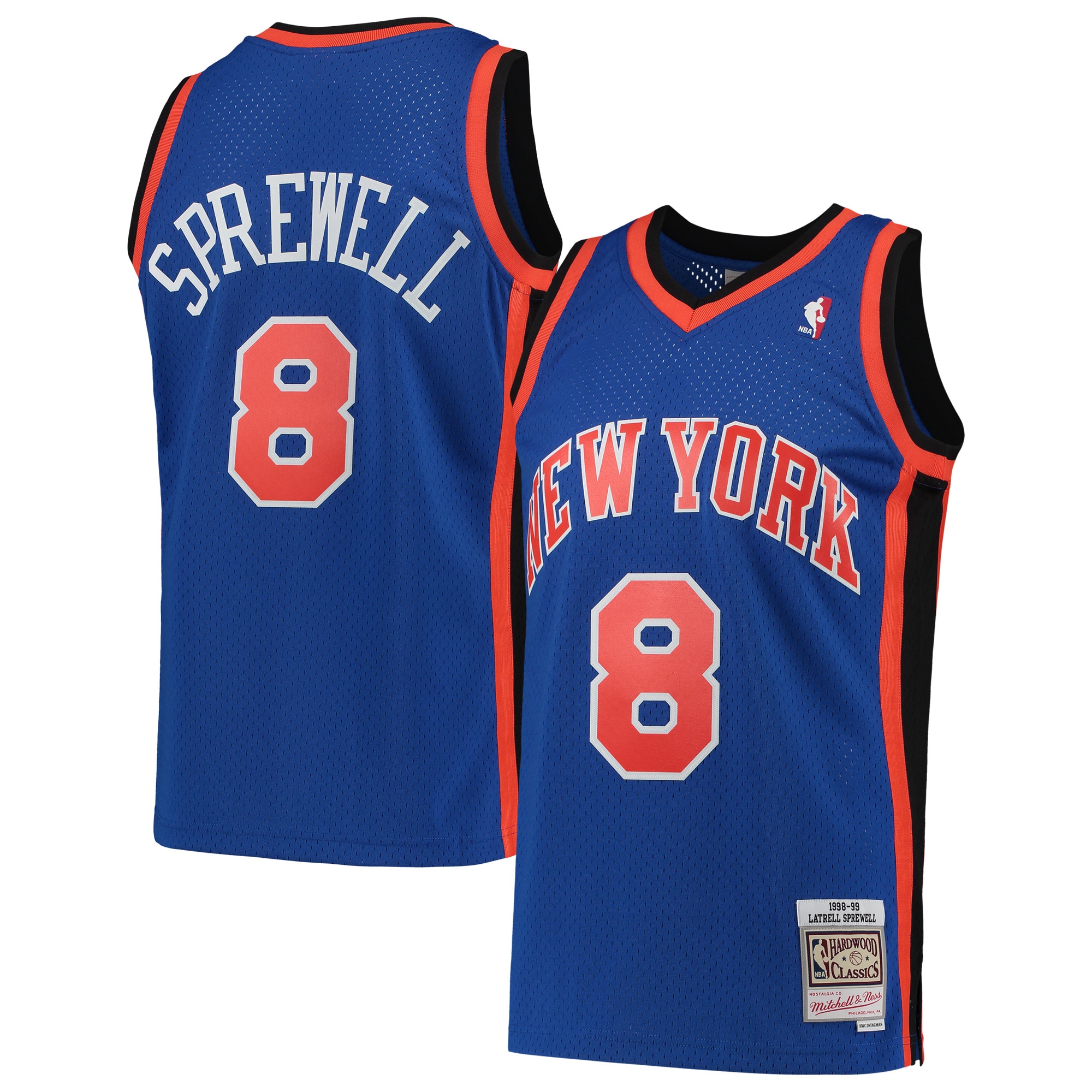 Alternative view of Latrell Sprewell New York Knicks Mitchell & Ness Hardwood Classics 1998-99 Swingman Basketball Jersey - Blue