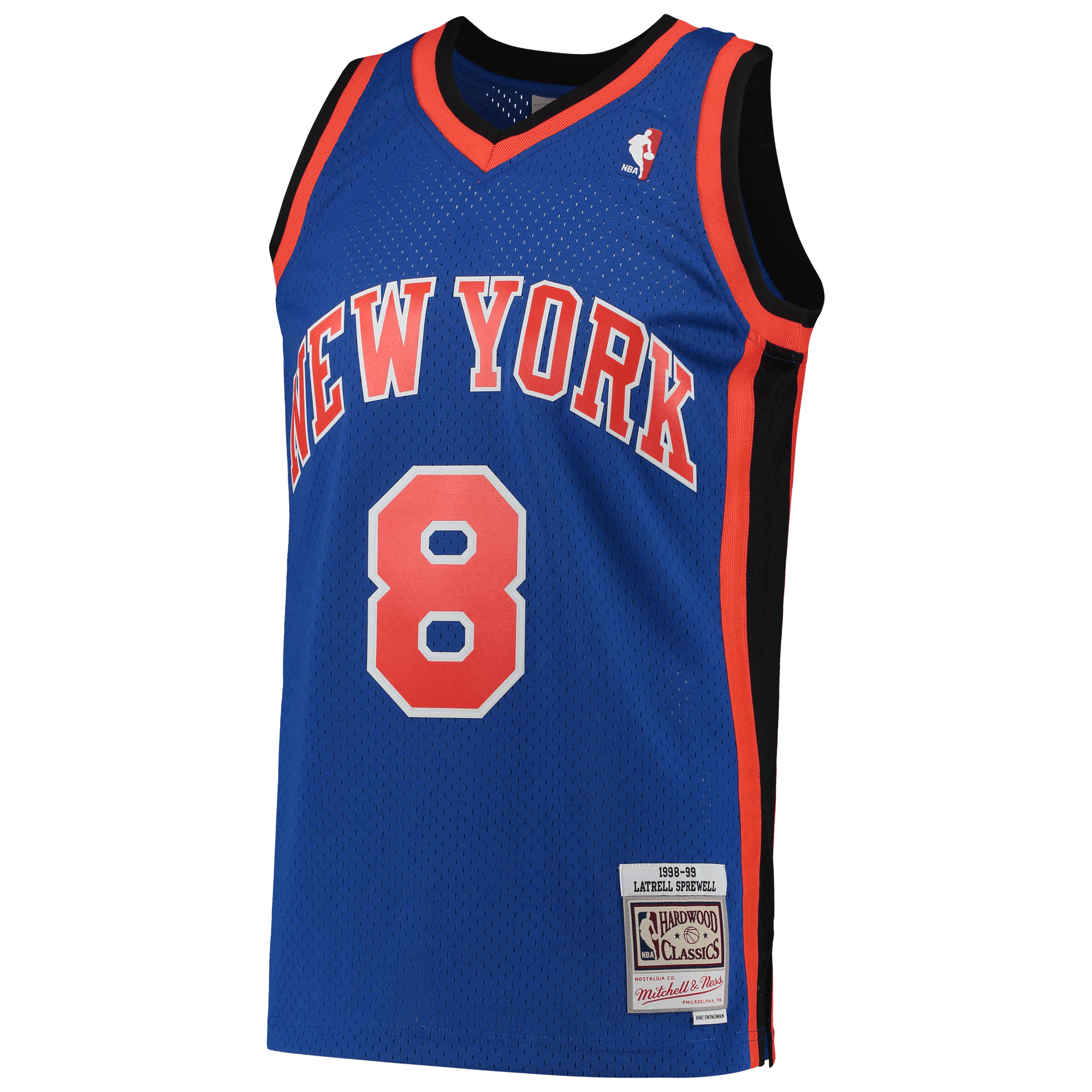 Alternative view of Latrell Sprewell New York Knicks Mitchell & Ness Hardwood Classics 1998-99 Swingman Basketball Jersey - Blue Basketball Jersey - JS513 