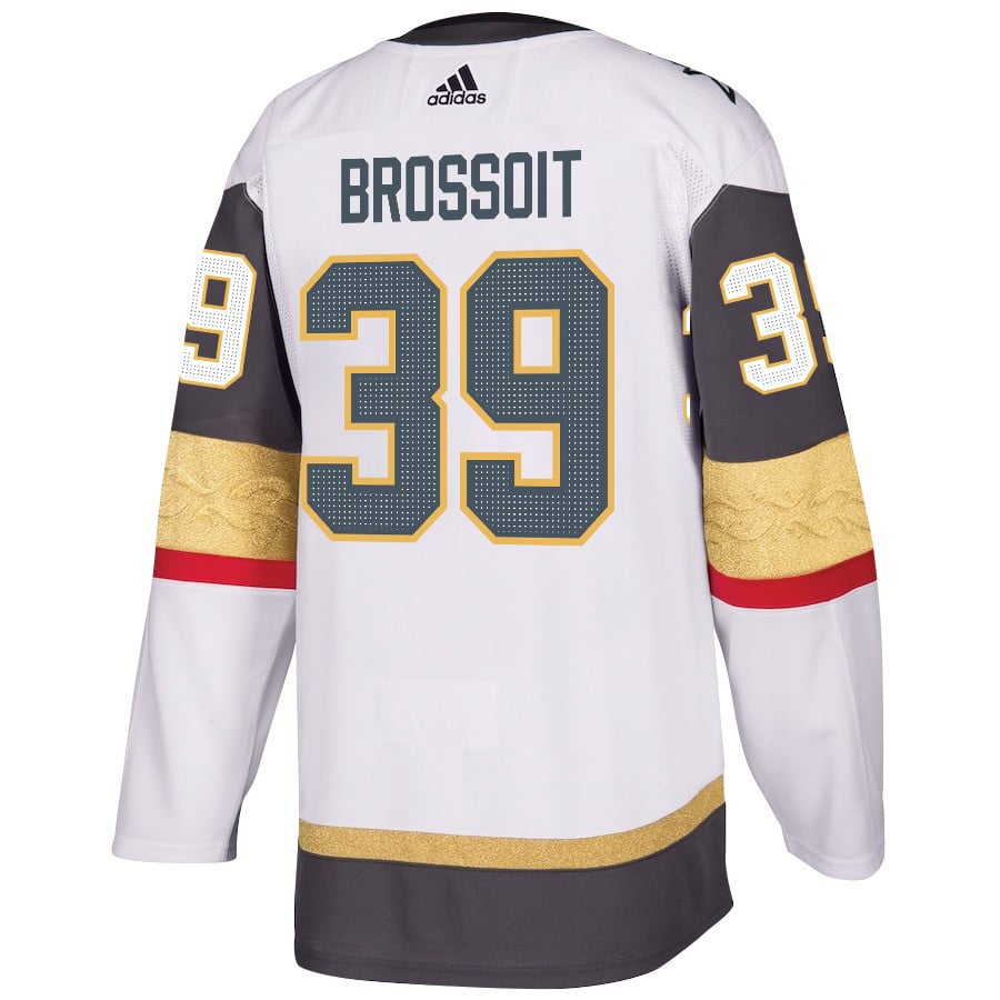 Alternative view of Laurent Brossoit 39 Vegas Golden Knights Stanley Cup 2023 Final Patch Away Breakaway Men Hockey Jersey - White - JS708 