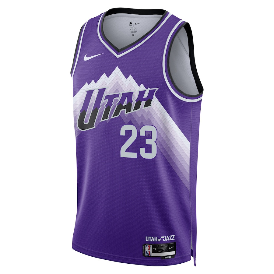 Alternative view of Lauri Markkanen 23 Utah Jazz 2023/24 City Edition Swingman Basketball Jersey - Purple - JS182 