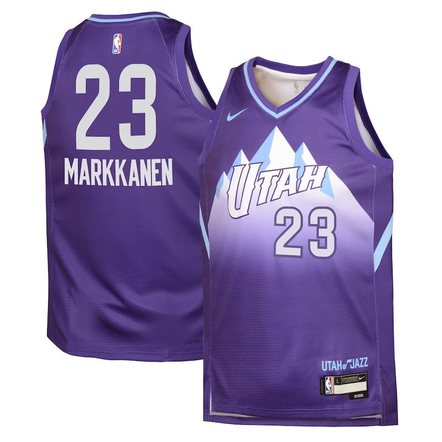 Lauri Markkanen 23 Utah Jazz 2024/25 Swingman Player YOUTH Basketball Jersey - City Edition - Purple - JS167 
