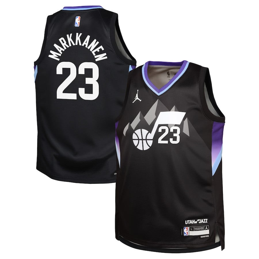 Lauri Markkanen 23 Utah Jazz 2024/25 YOUTH Swingman Basketball Jersey - Statement Edition - Black - JS417 