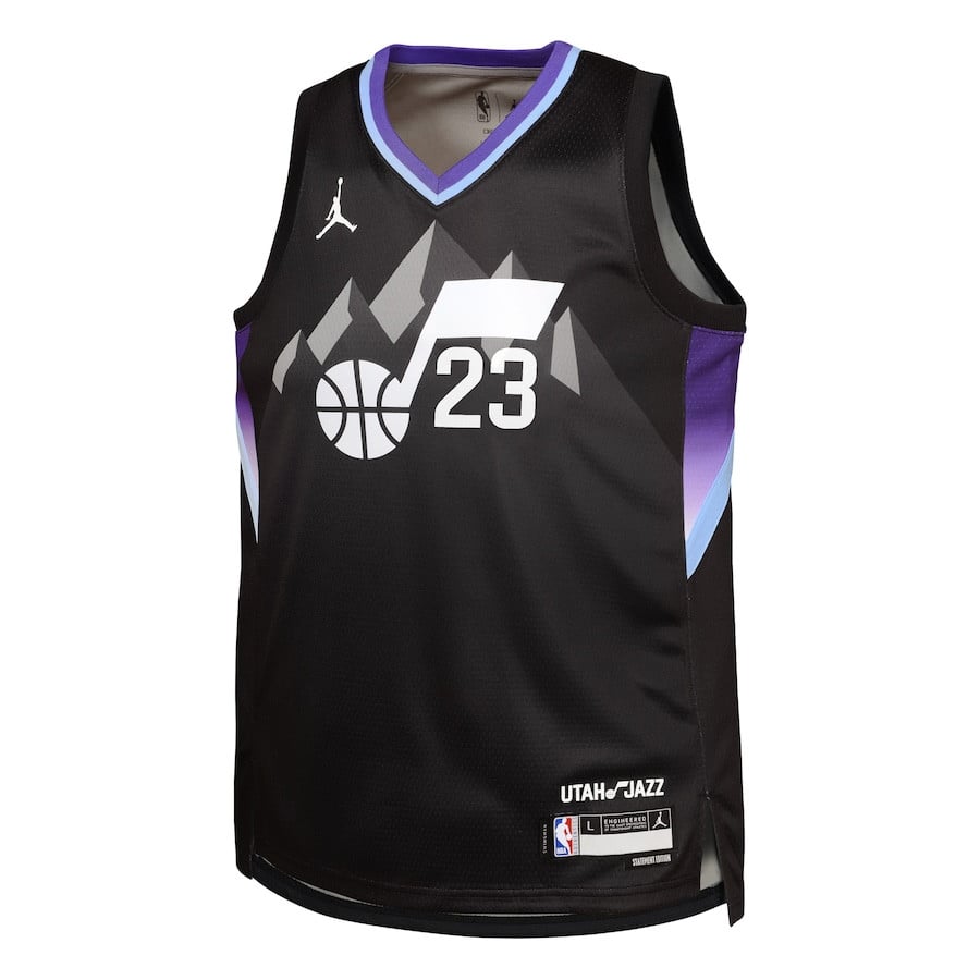 Alternative view of Lauri Markkanen 23 Utah Jazz 2024/25 YOUTH Swingman Basketball Jersey - Statement Edition - Black - JS417 