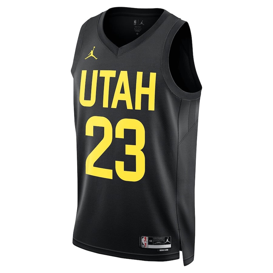 Alternative view of Lauri Markkanen 23 Utah Jazz Unisex Swingman Player Basketball Jersey - Statement Edition - Black - JS465 