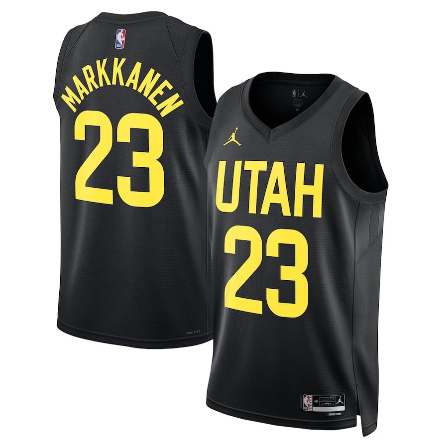 Lauri Markkanen 23 Utah Jazz Unisex Swingman Player Basketball Jersey - Statement Edition - Black - JS465 